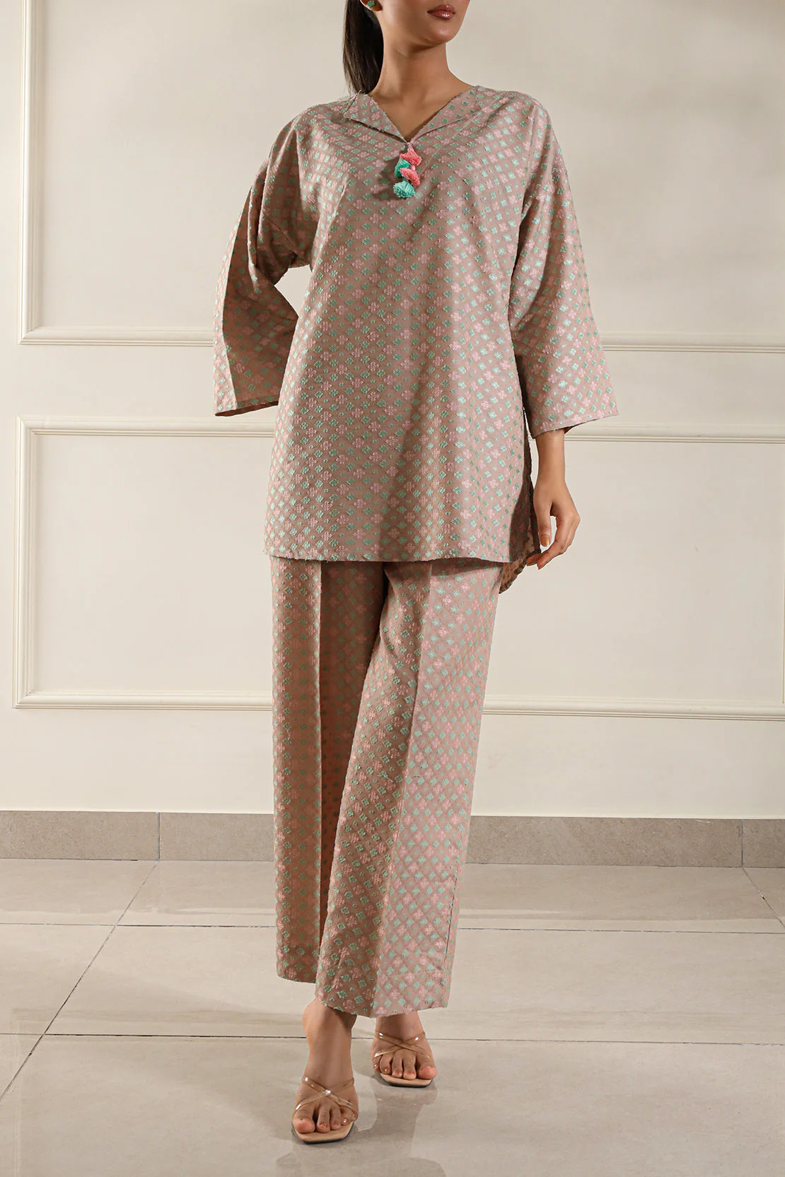 Cotton Jacquard Stitched 2 Piece (Shirt/Trouser) - Image 3