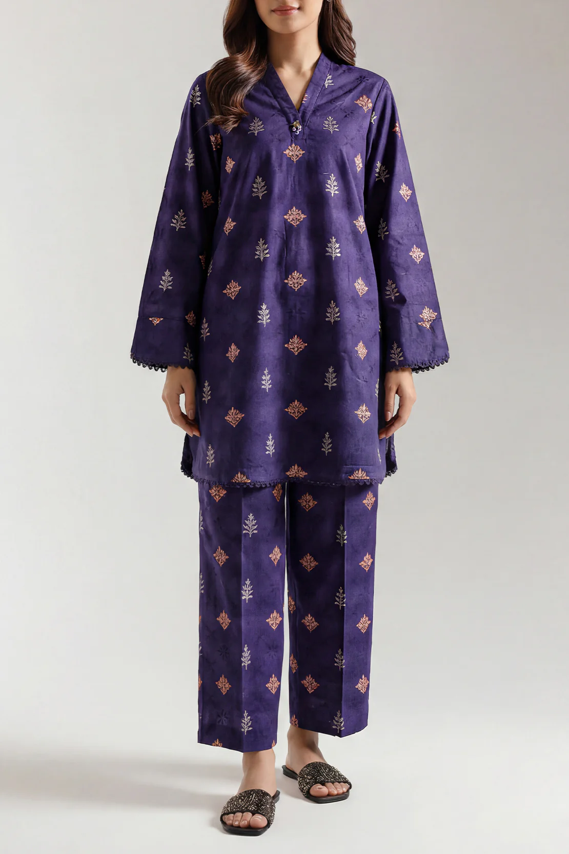 Cotton Jacquard Stitched 2 Piece (Shirt/Trouser)