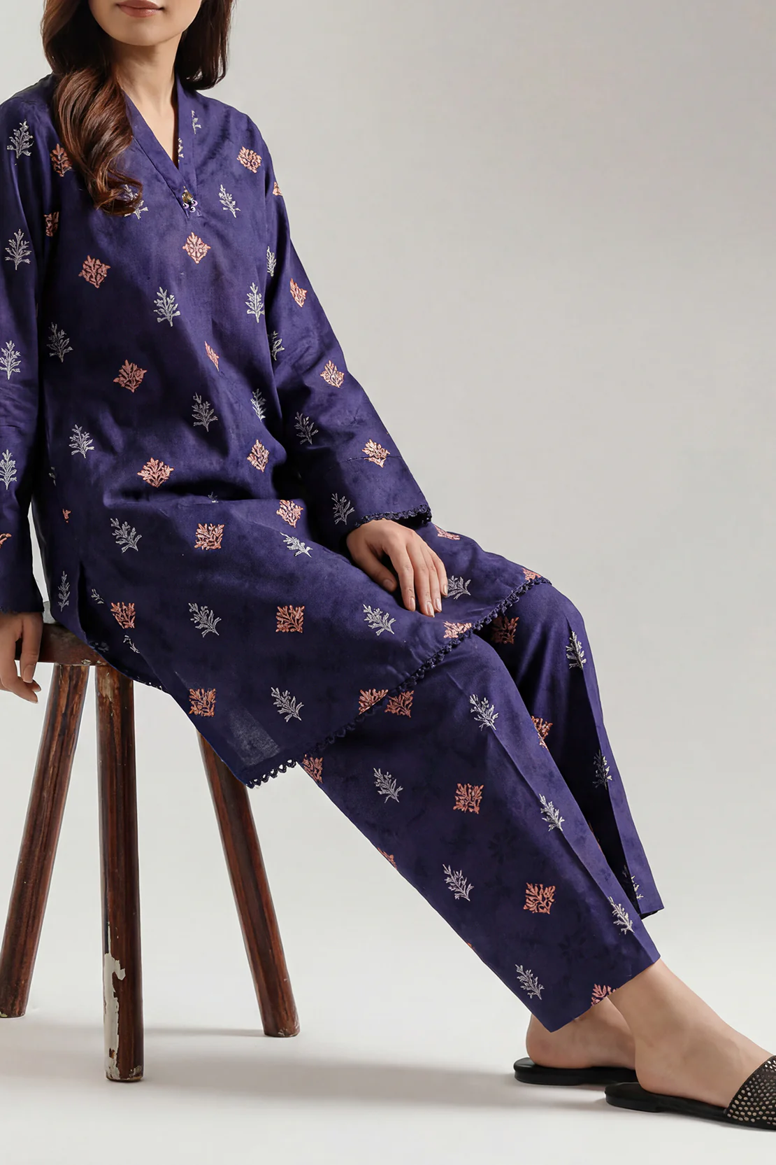 Cotton Jacquard Stitched 2 Piece (Shirt/Trouser) - Image 2
