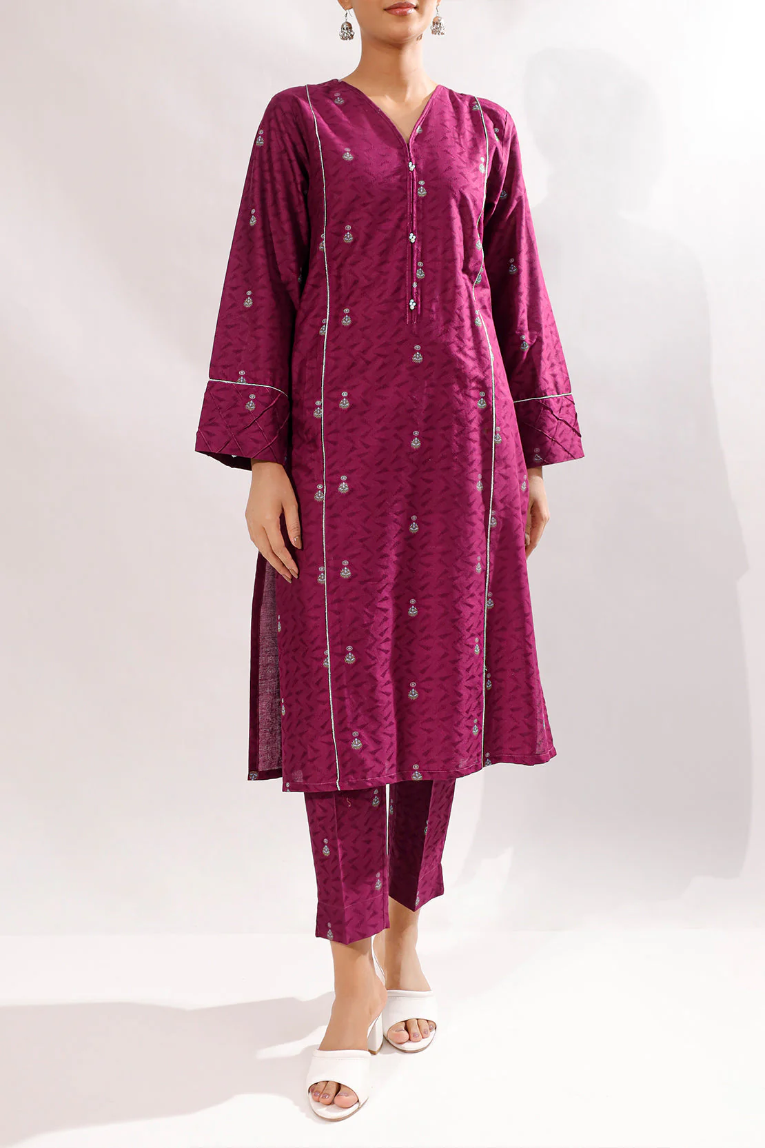 Cotton Jacquard Stitched 2 Piece (Shirt/Trouser) - Image 2