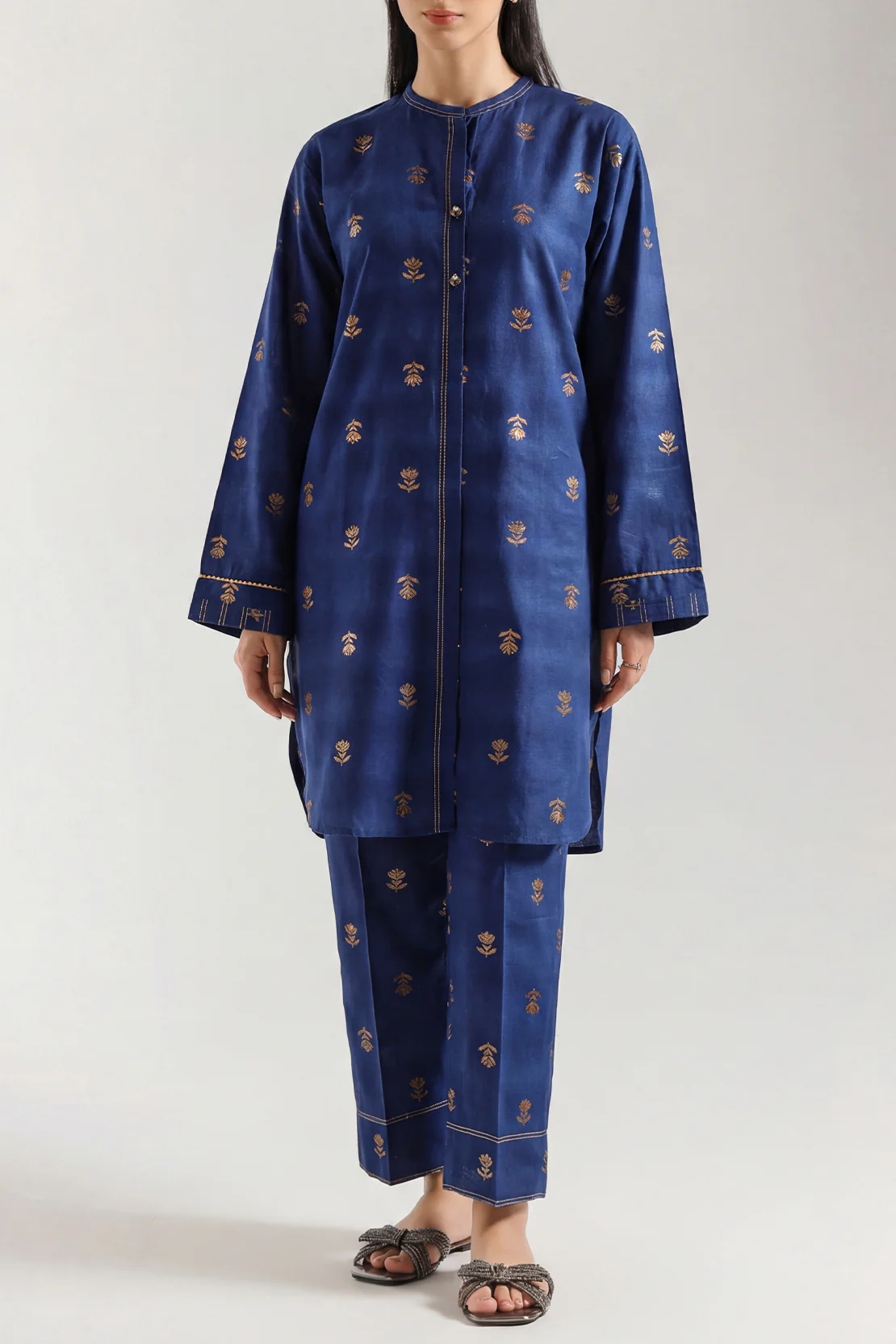 Cotton Jacquard Stitched 2 Piece (Shirt/Trouser)