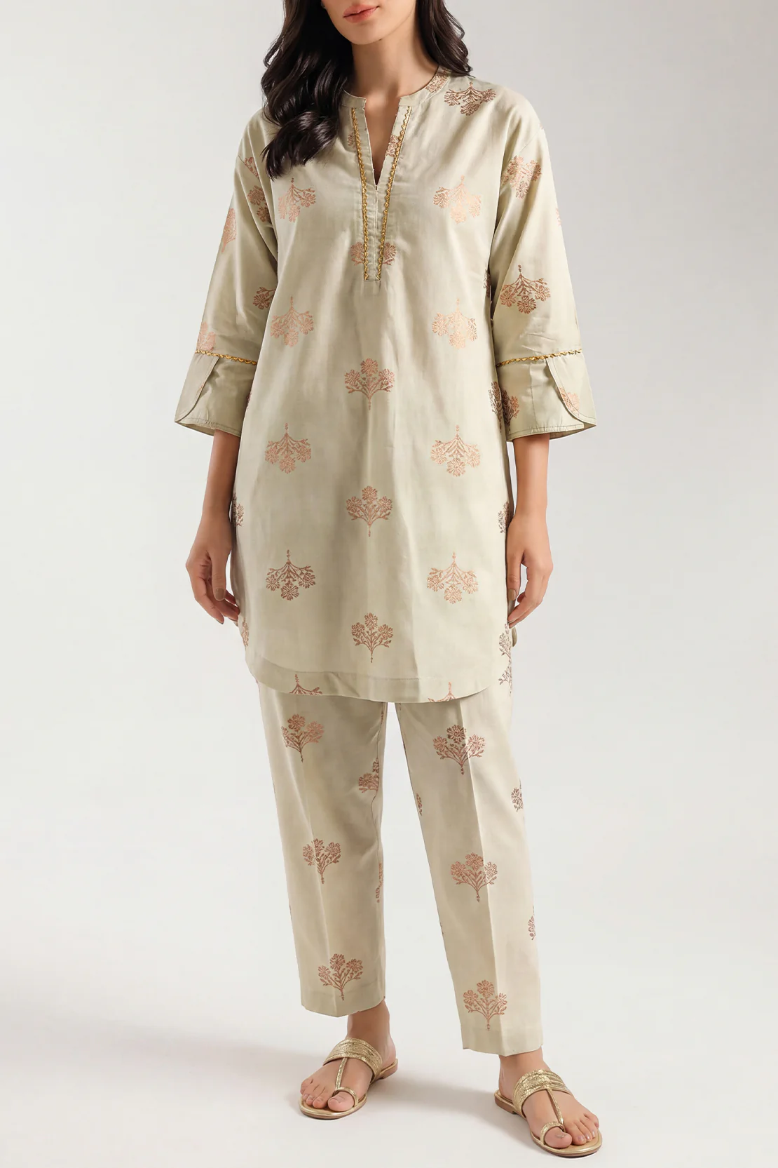 Cotton Jacquard Stitched 2 Piece (Shirt/Trouser)