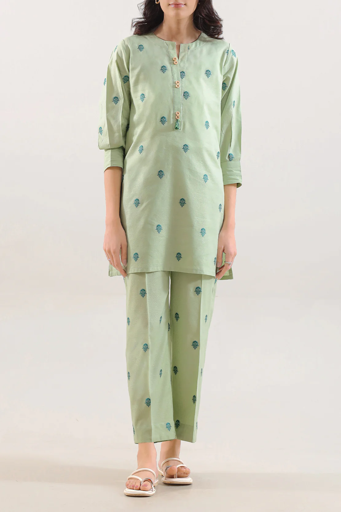 Cotton Jacquard Stitched 2 Piece (Shirt/Trouser)
