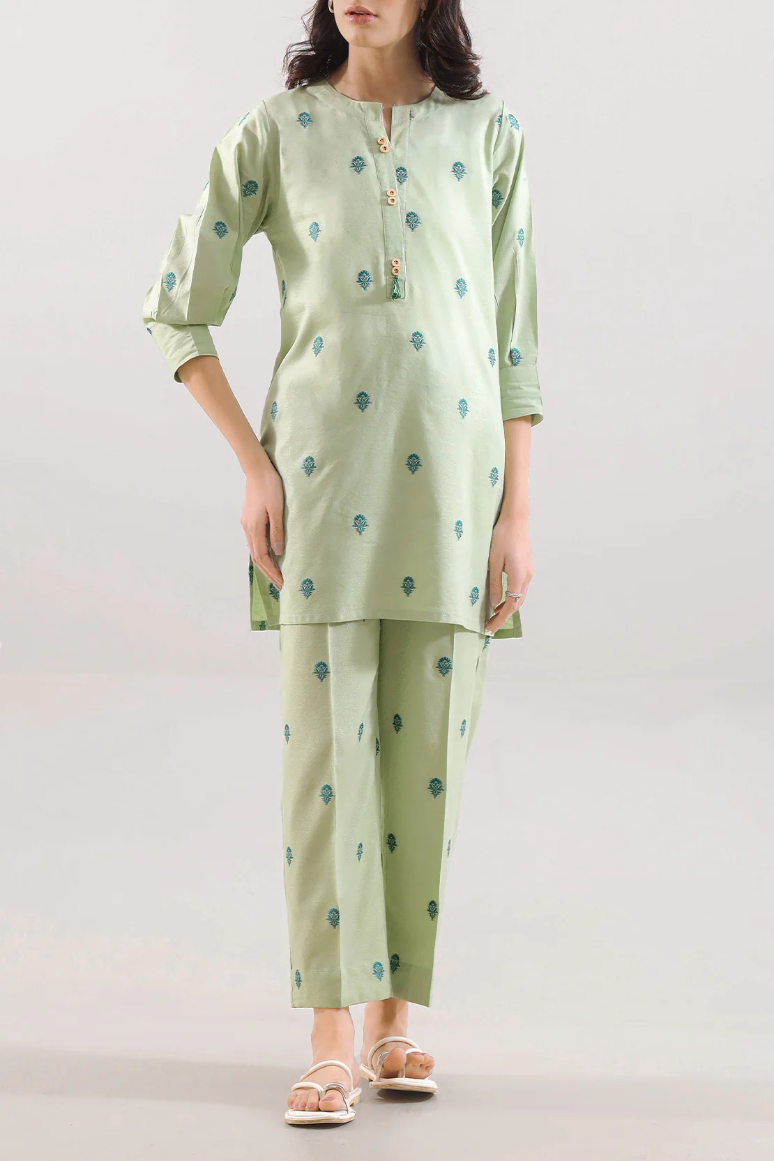 Cotton Jacquard Stitched 2 Piece (Shirt/Trouser) - Image 3