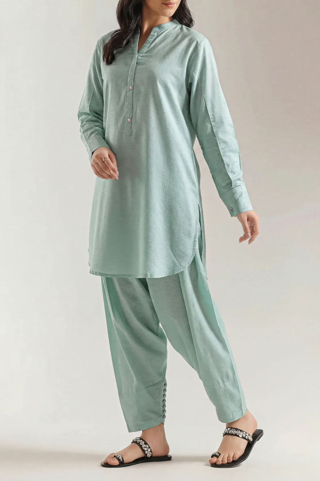 Cotton Jacquard Stitched 2 Piece (Shirt/Trouser)