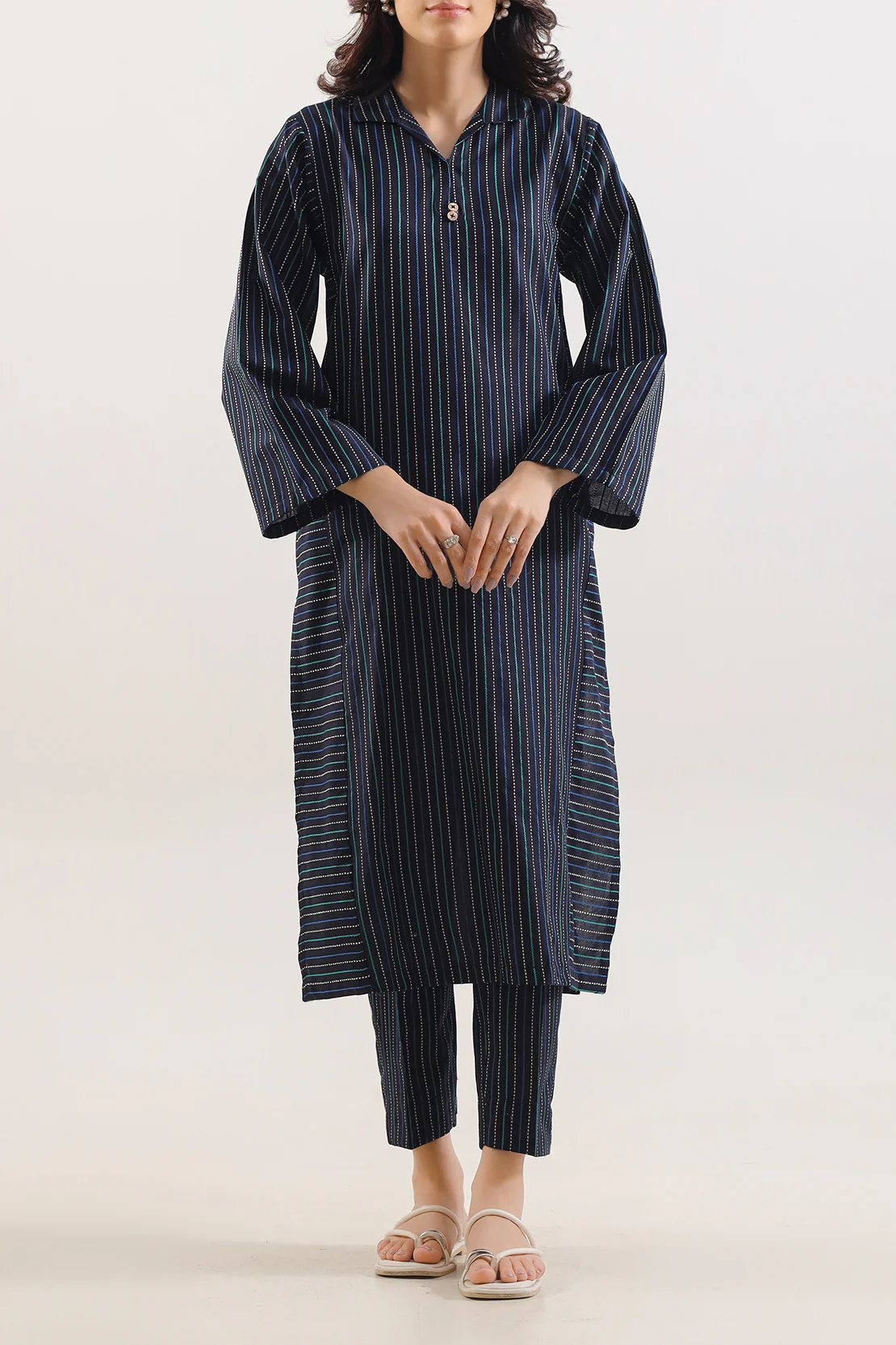 Cotton Jacquard Stitched 2 Piece (Shirt/Trouser)