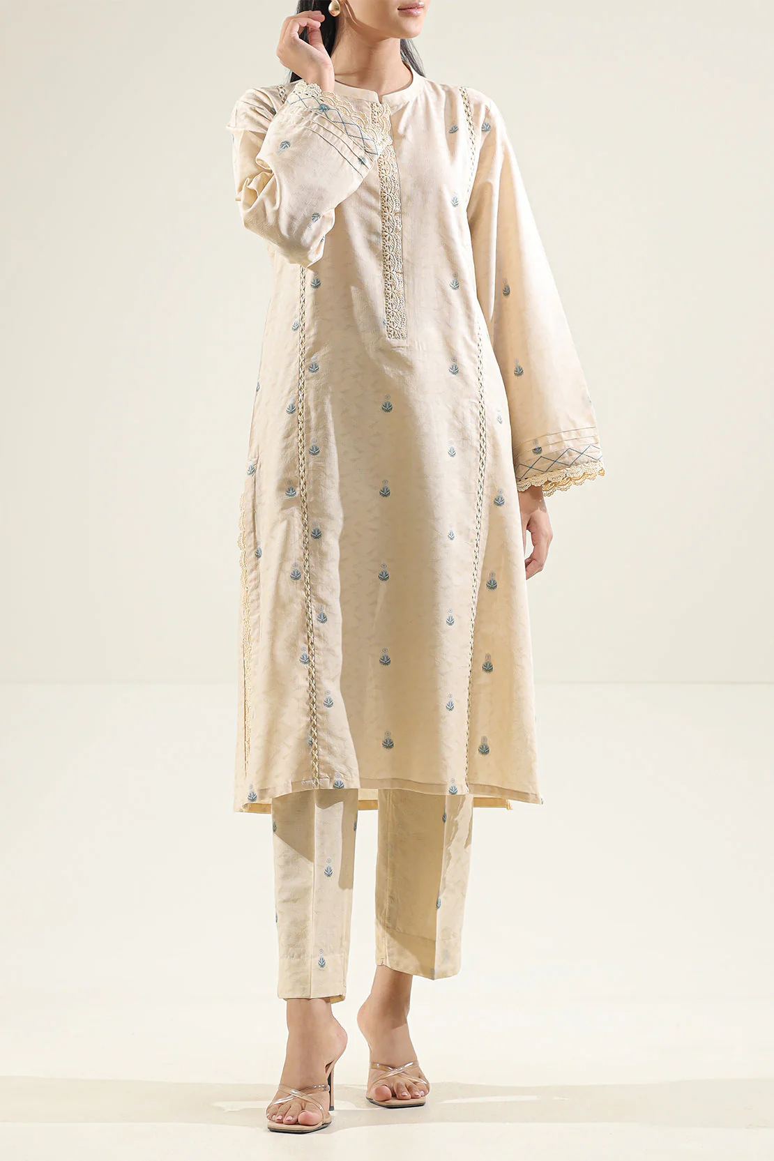 Cotton Jacquard Stitched 2 Piece (Shirt/Trouser)