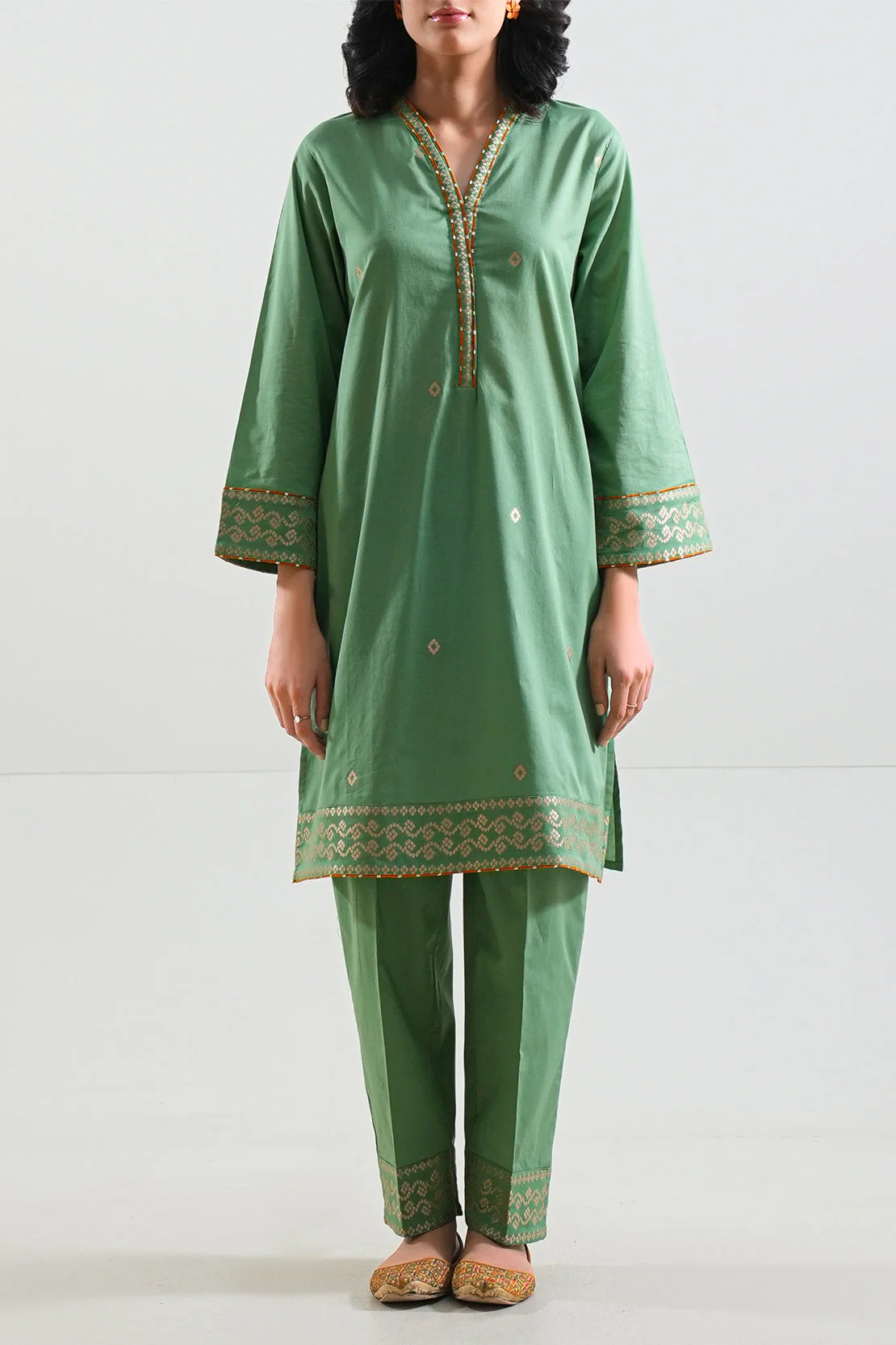 Cotton Jacquard Stitched 2 Piece (Shirt/Trouser)