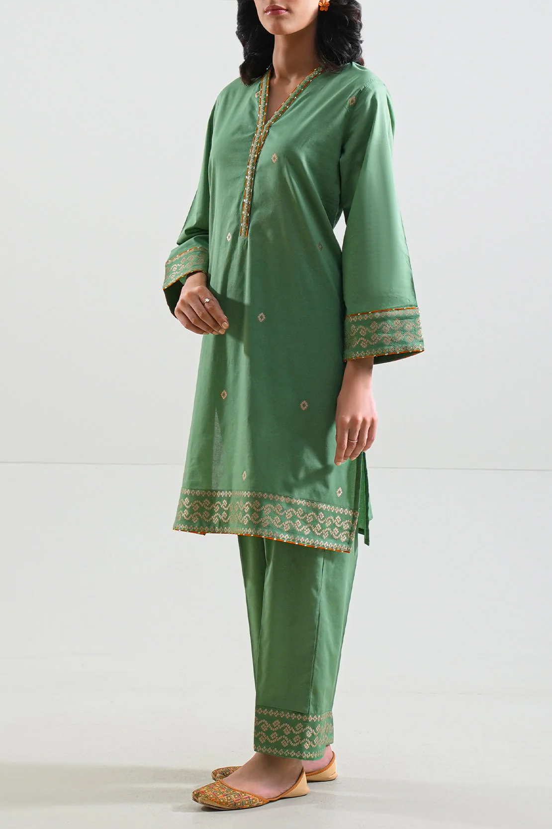 Cotton Jacquard Stitched 2 Piece (Shirt/Trouser) - Image 2