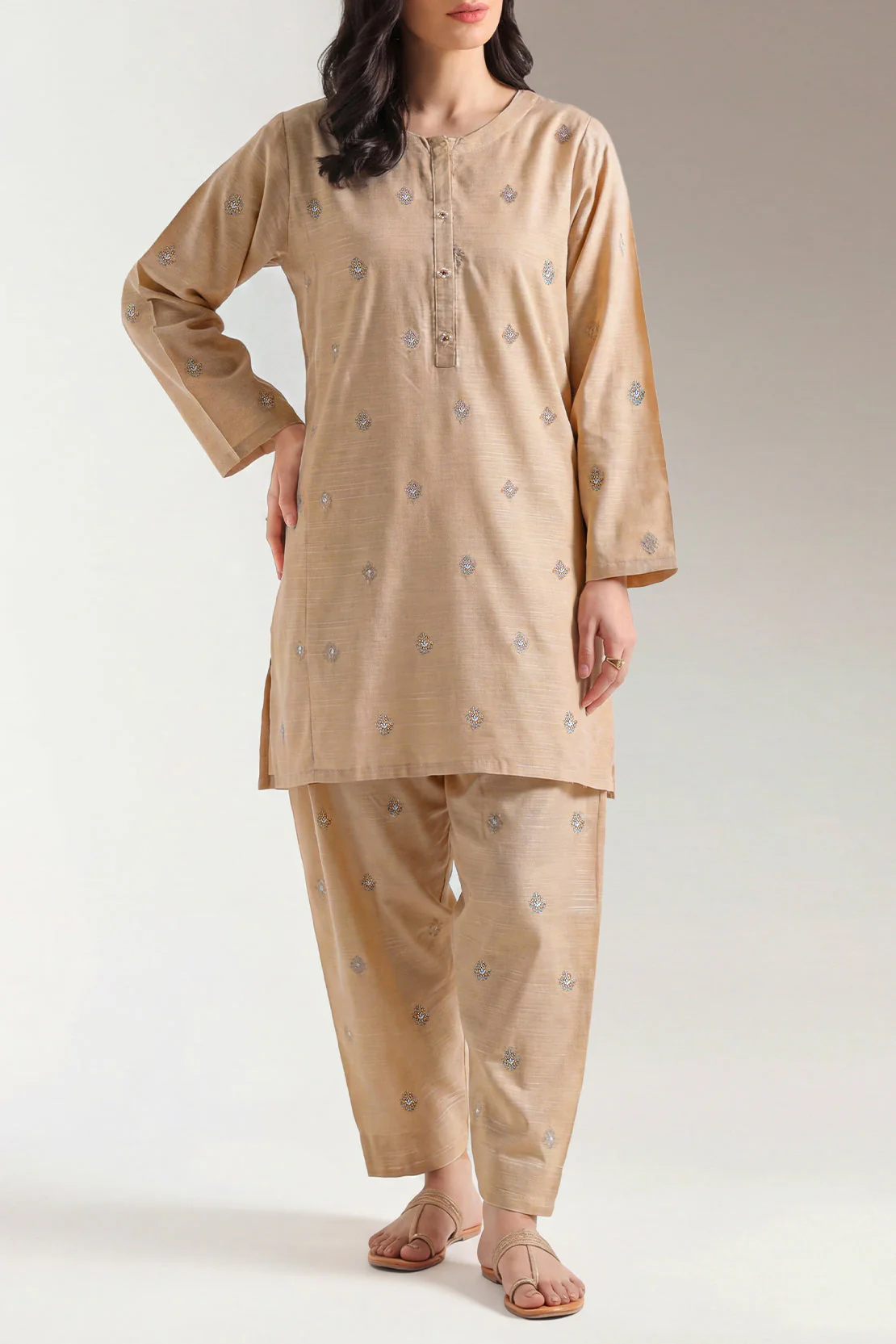 Cotton Jacquard Stitched 2 Piece (Shirt/Trouser) - Image 2