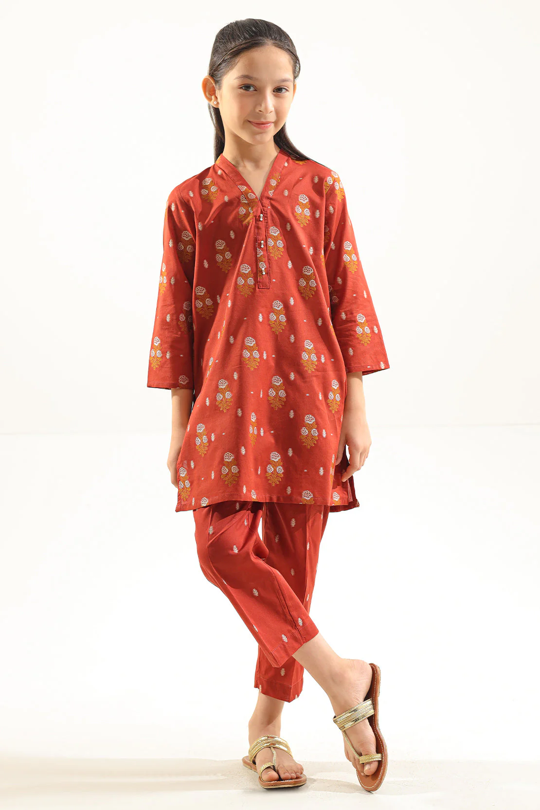 Cotton Jacquard Stitched 2 Piece (Shirt/Trouser) For Kids