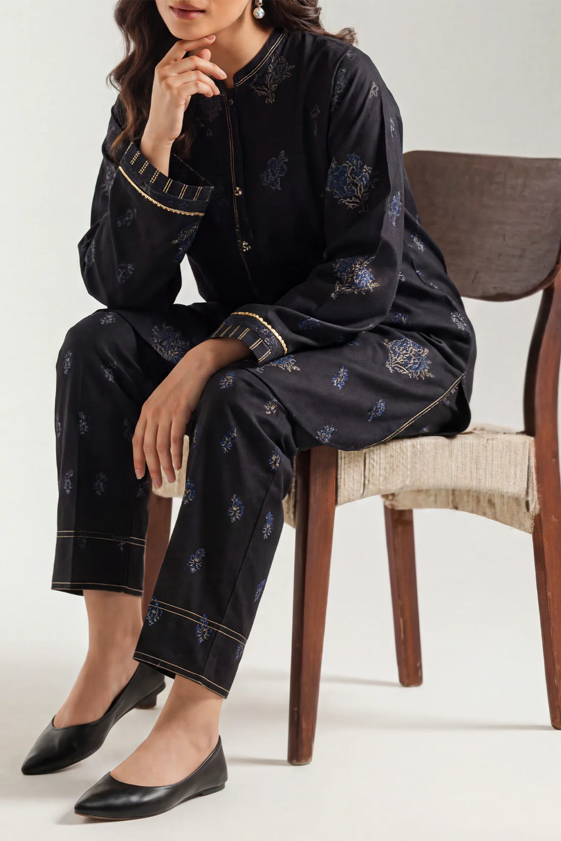 Cotton Jacquard Stitched 2 Piece (Shirt/Trouser)
