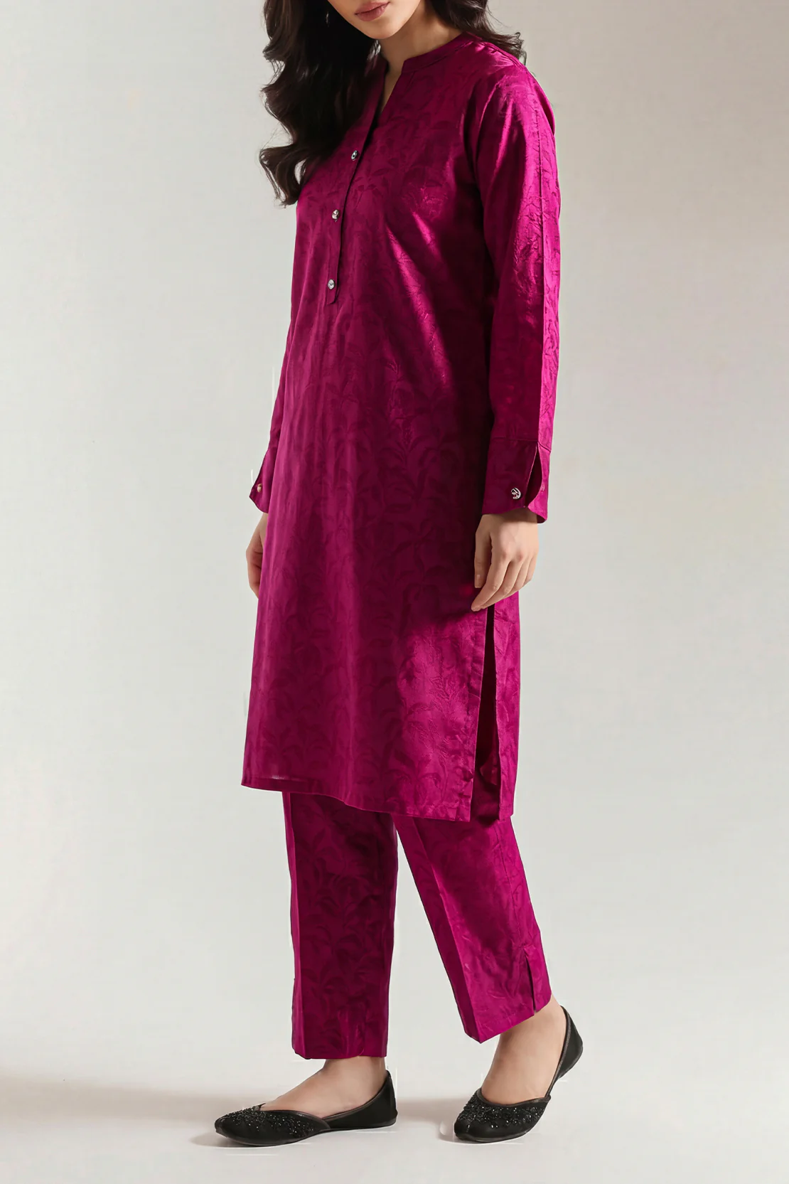 Cotton Jacquard Stitched 2 Piece (Shirt/Trouser)