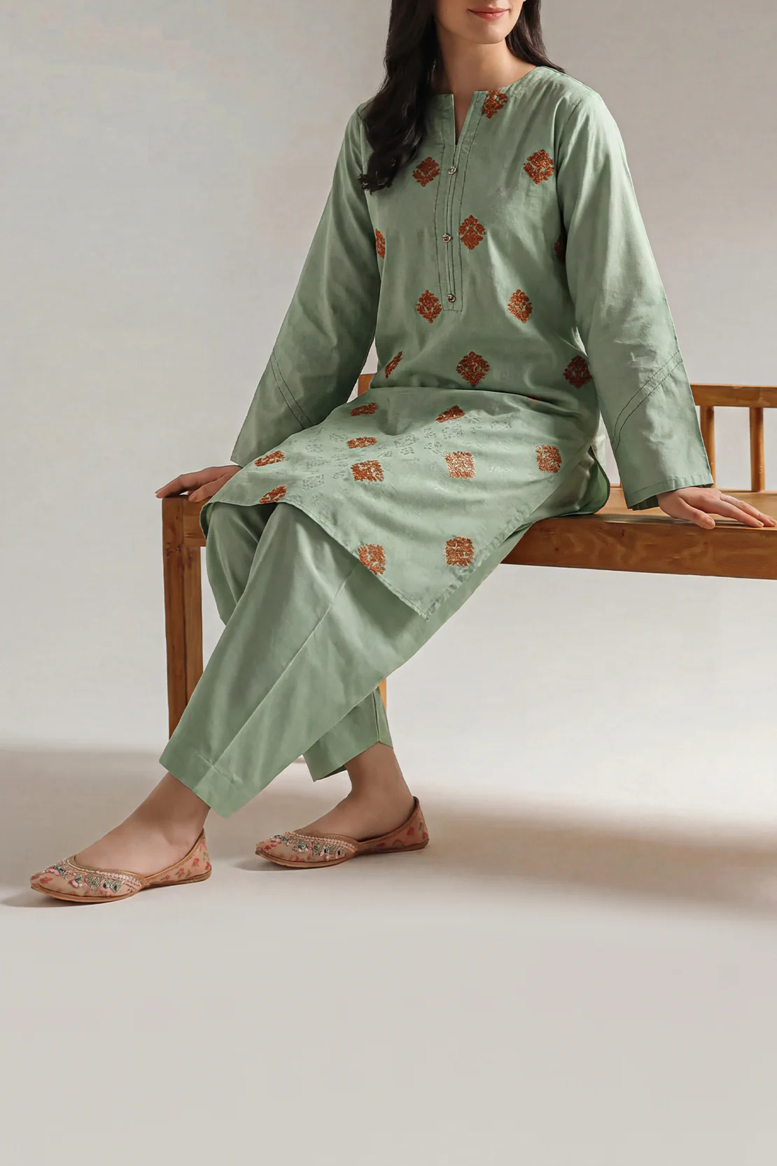 Cotton Jacquard Stitched 2 Piece (Shirt/Trouser)