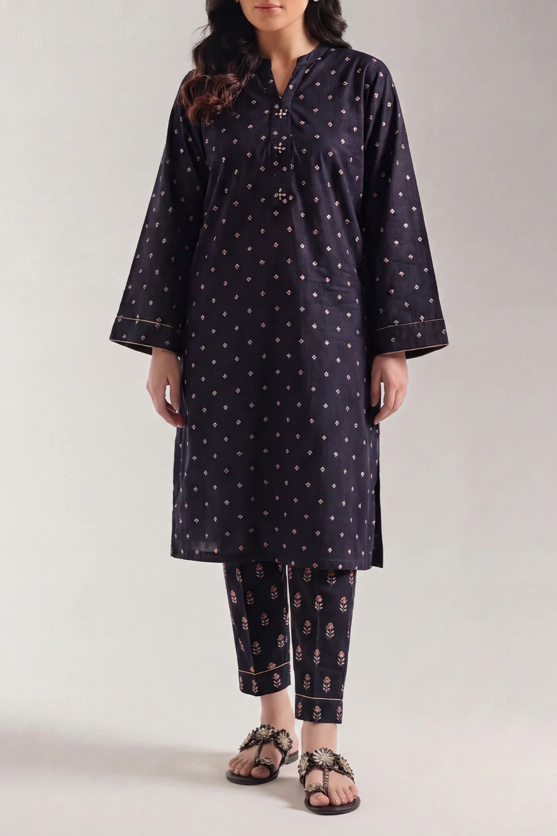 Cotton Jacquard Stitched 2 Piece (Shirt/Trouser) - Image 2