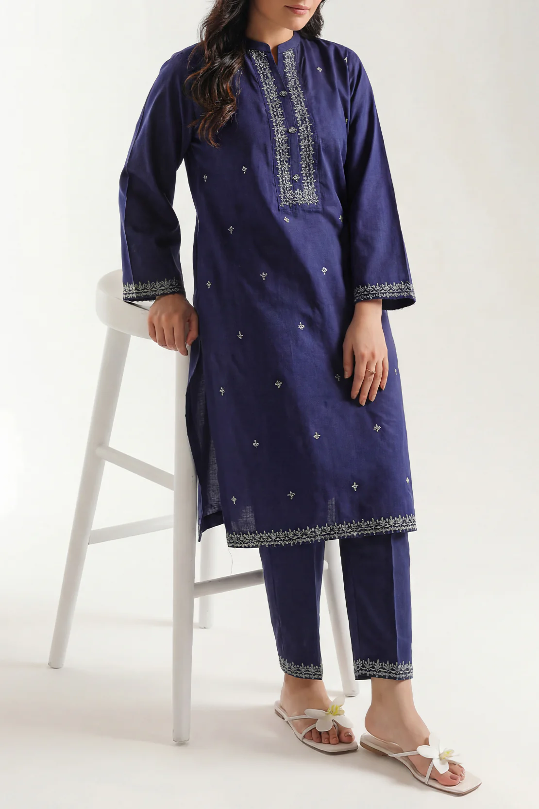 Cotton Jacquard Stitched 2 Piece (Shirt/Trouser)