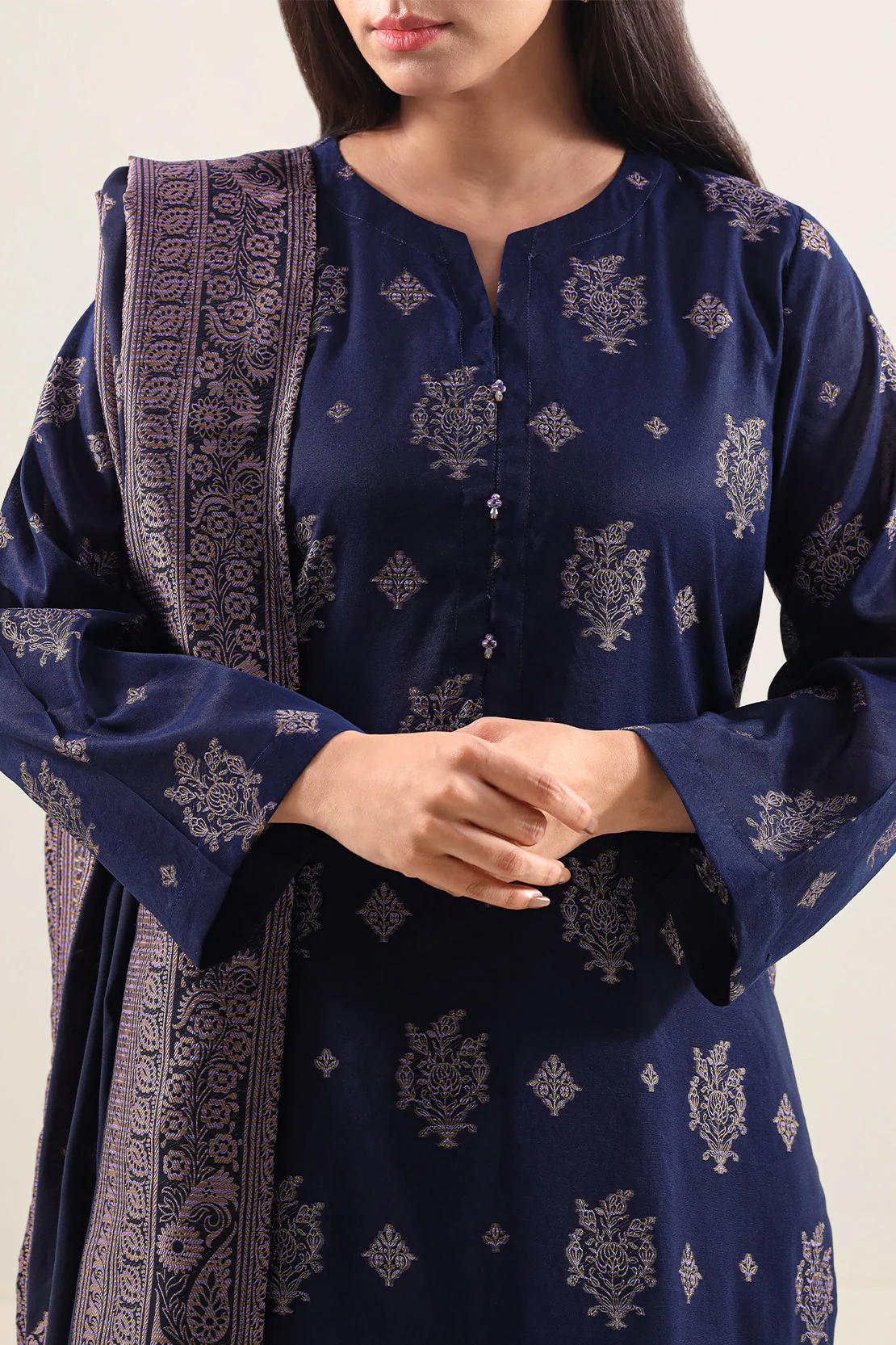Cotton Jacquard Stitched 2 Piece (Shirt/Trouser) - Image 3