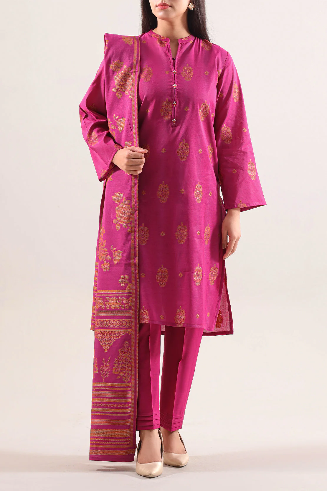 Cotton Jacquard Stitched 2 Piece (Shirt/Trouser)