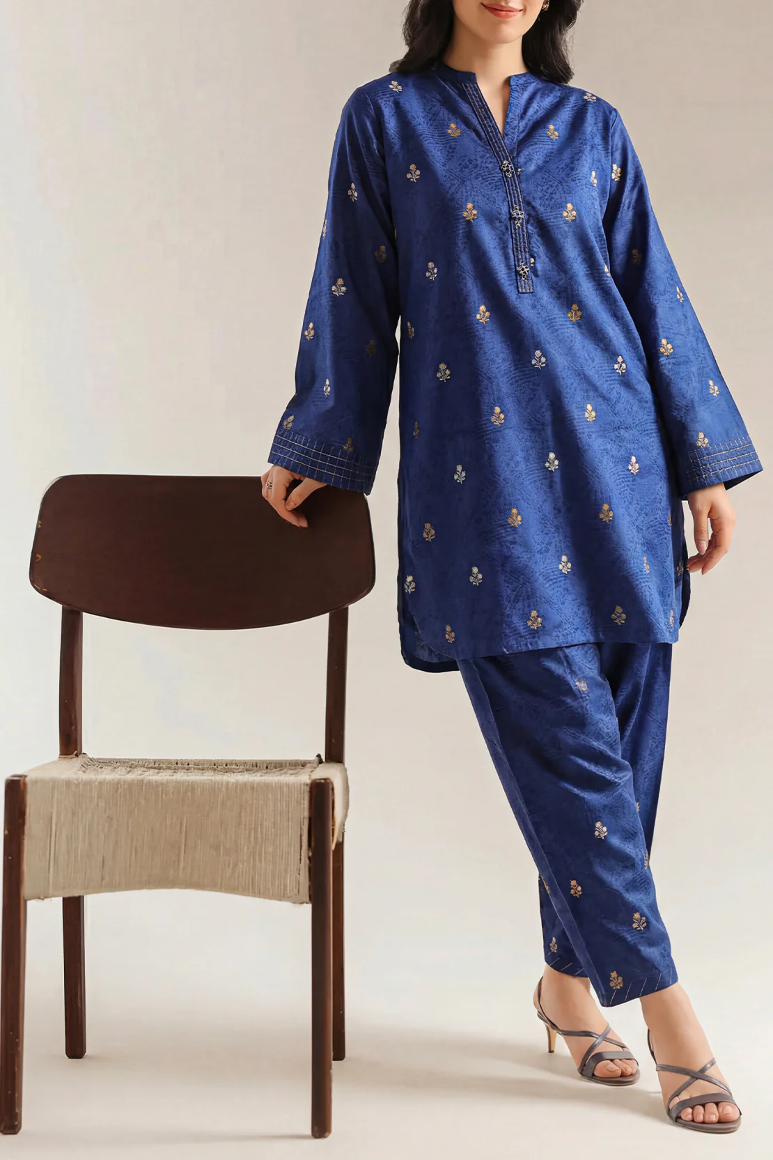 Cotton Jacquard Stitched 2 Piece (Shirt/Trouser)