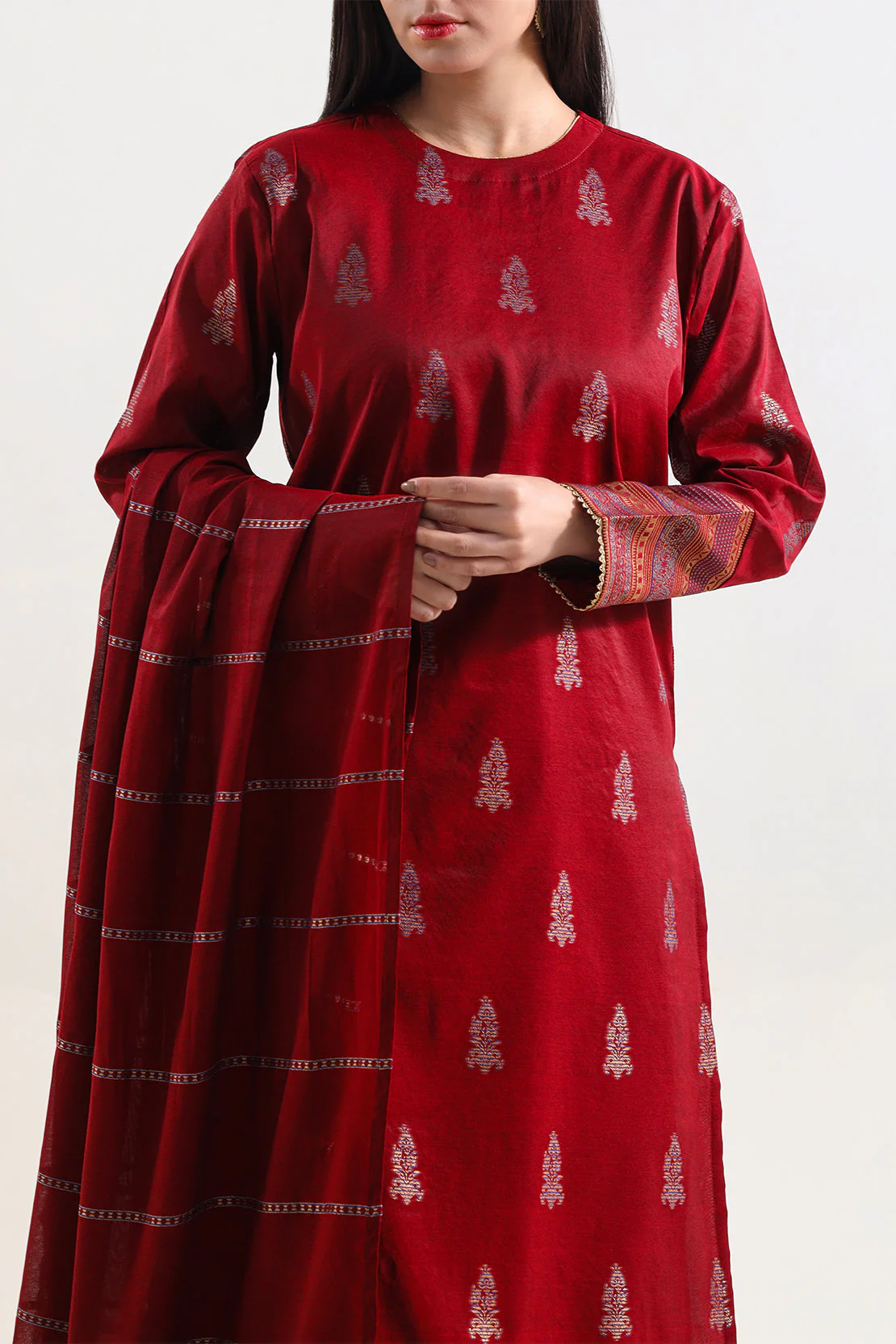 Cotton Jacquard Stitched 2 Piece (Shirt/Trouser) - Image 2