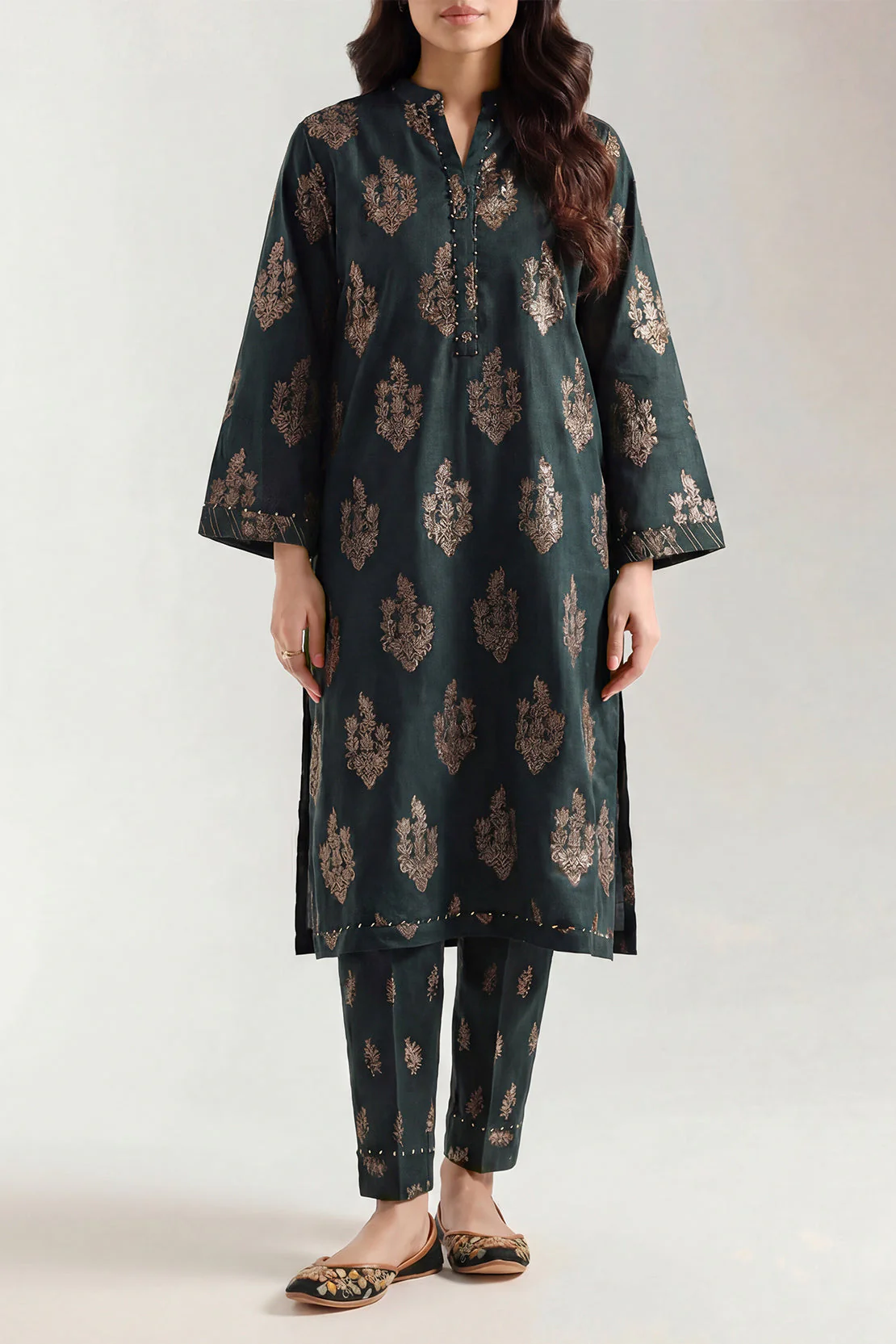 Cotton Jacquard Stitched 2 Piece (Shirt/Trouser)