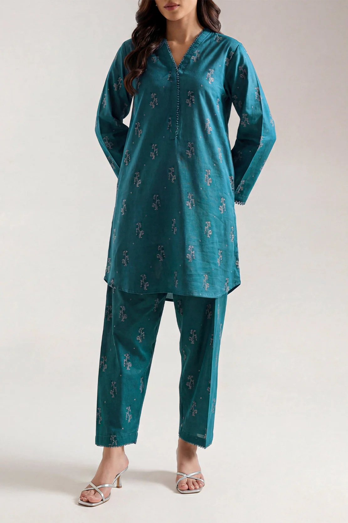 Cotton Jacquard Stitched 2 Piece (Shirt/Trouser)