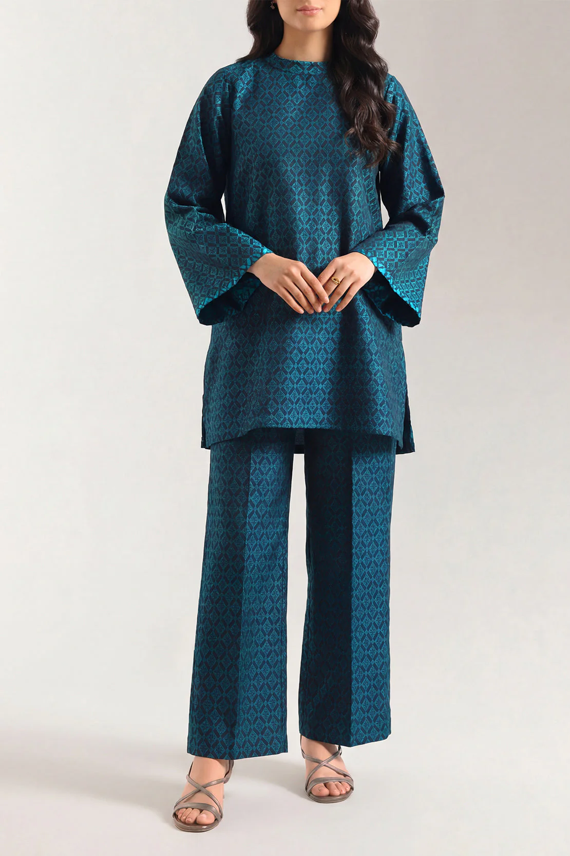 Cotton Jacquard Stitched 2 Piece (Shirt/Trouser) - Image 2