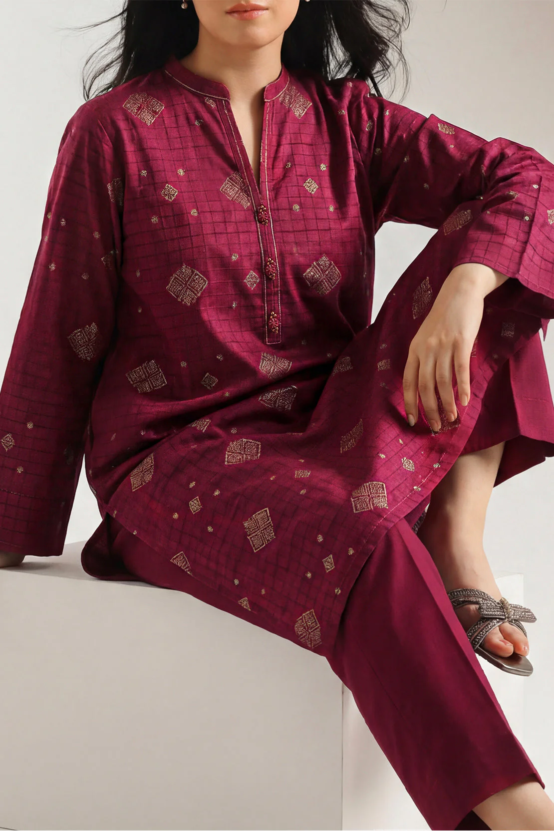 Cotton Jacquard Stitched 2 Piece (Shirt/Trouser)