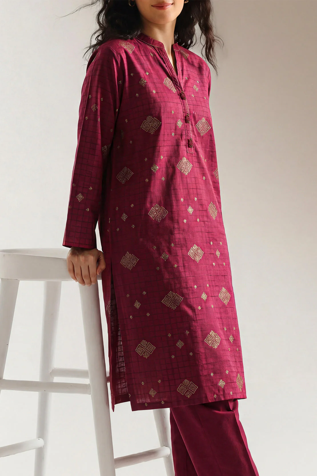 Cotton Jacquard Stitched 2 Piece (Shirt/Trouser) - Image 2