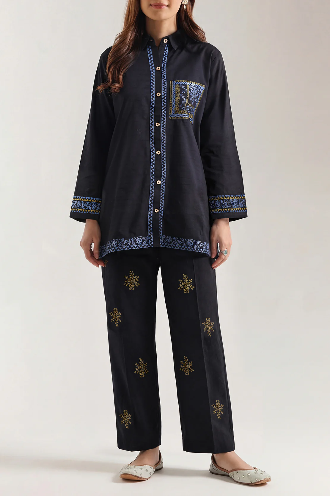 Cotton Jacquard Stitched 2 Piece (Shirt/Trouser)