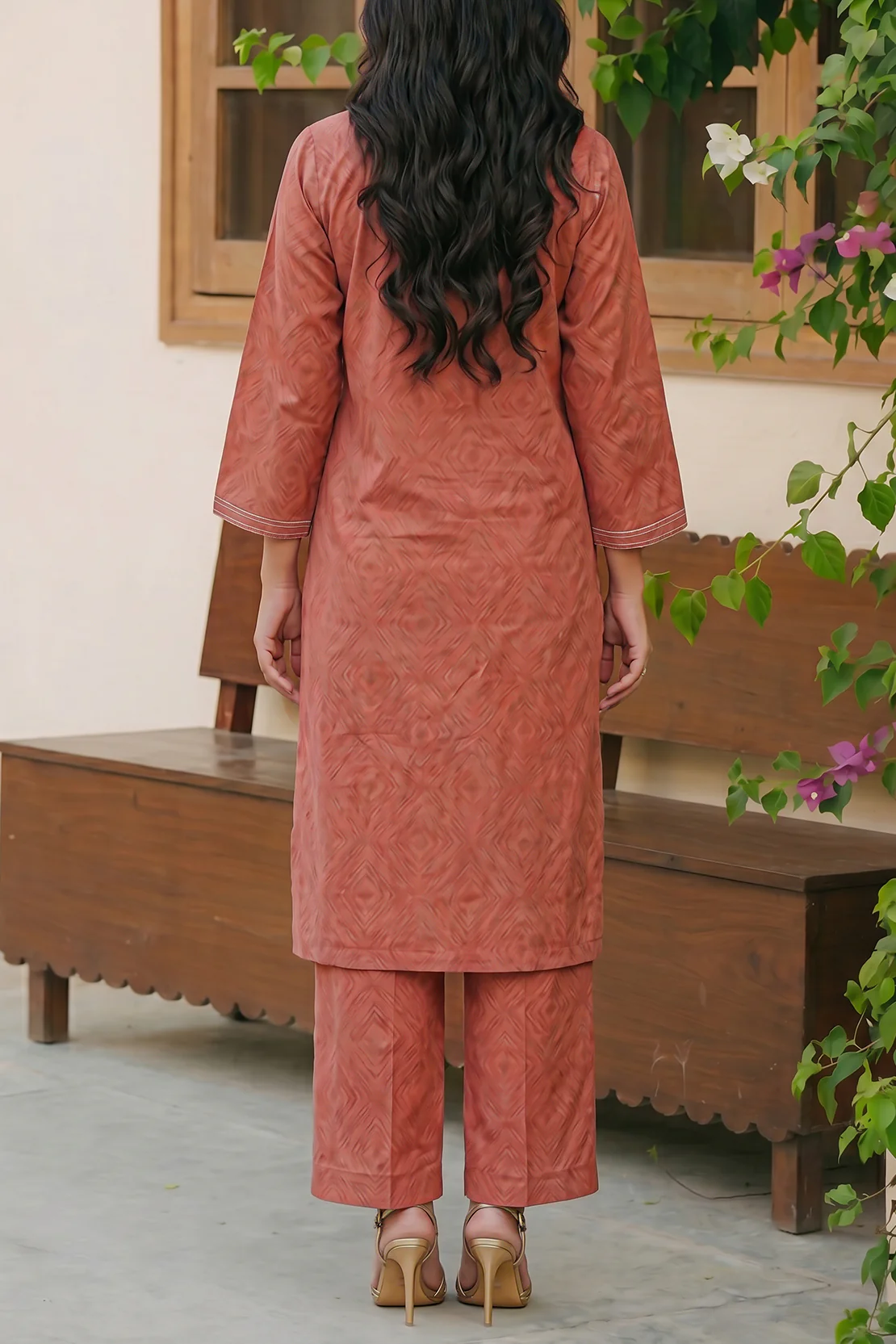 Cotton Jacquard Stitched 2 Piece (Shirt/Trouser) - Image 4