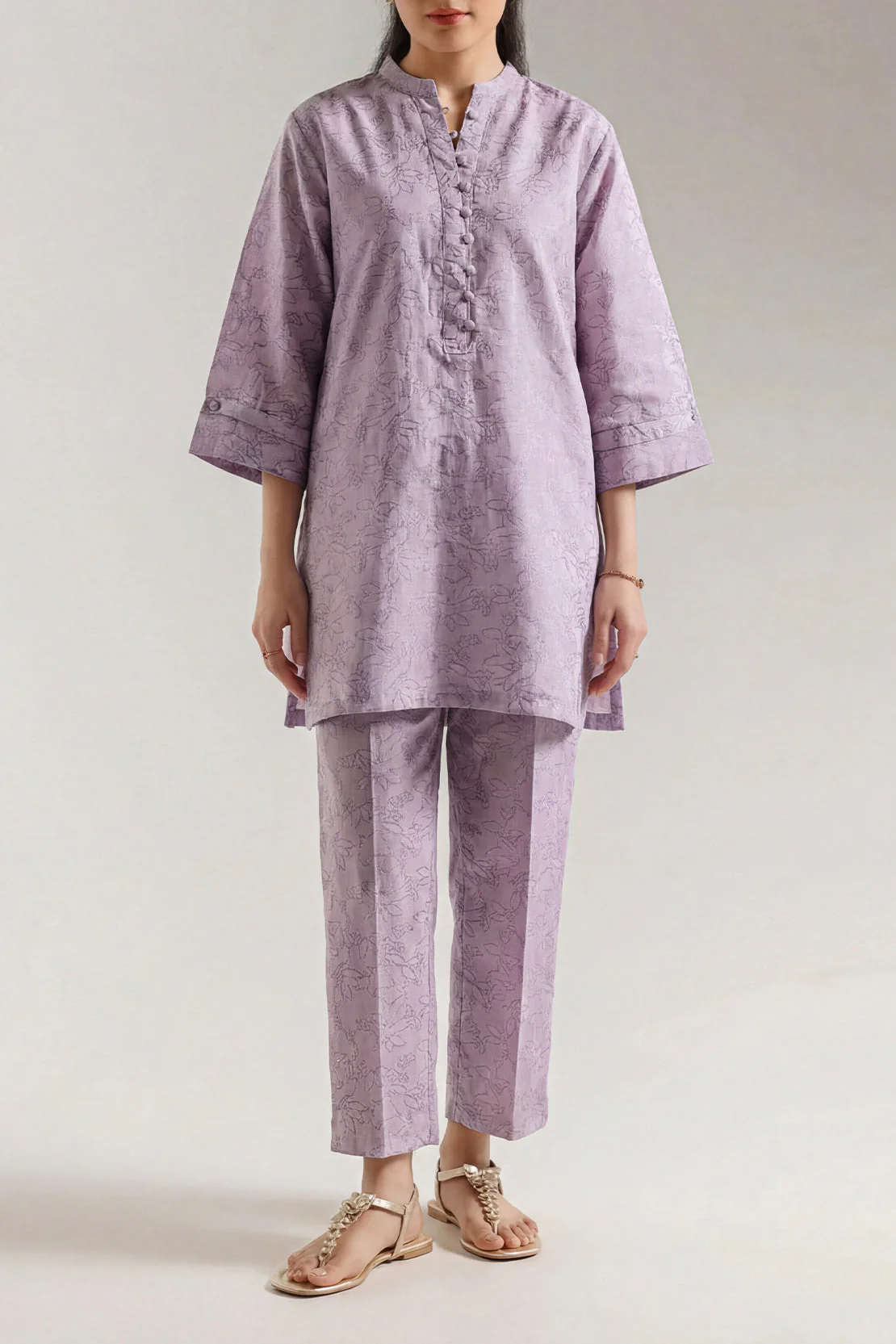 Cotton Jacquard Stitched 2 Piece (Shirt/Trouser)