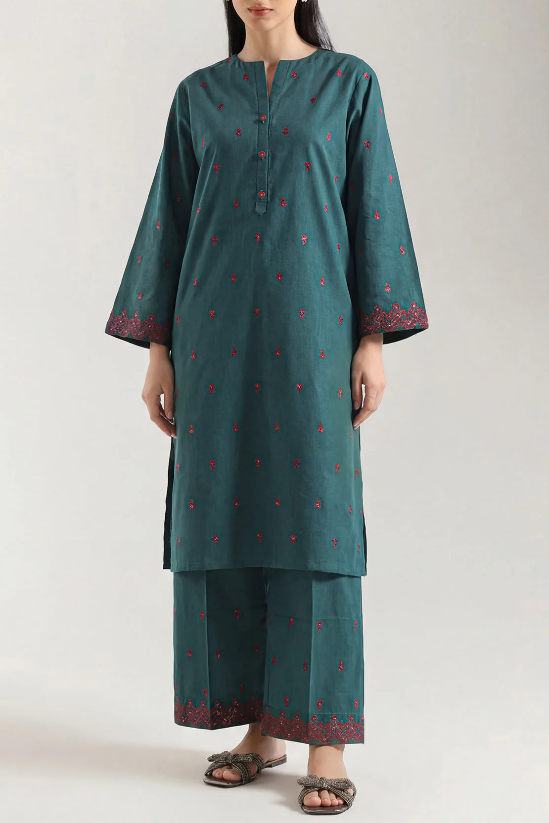 Cotton Jacquard Stitched 2 Piece (Shirt/Trouser)