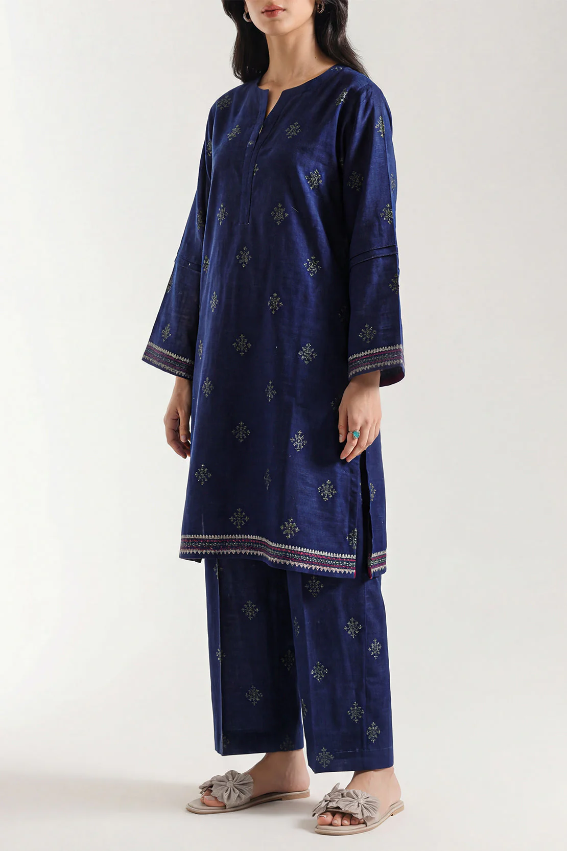 Cotton Jacquard Stitched 2 Piece (Shirt/Trouser)