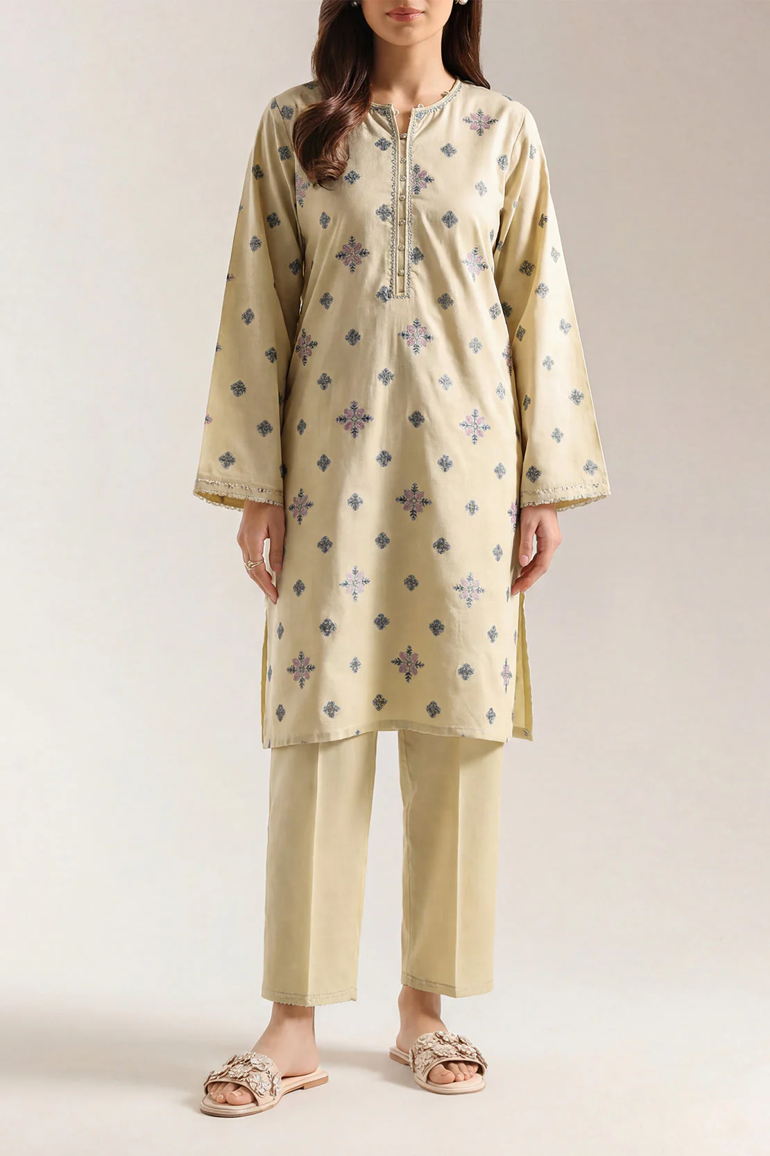 Cotton Jacquard Stitched 2 Piece (Shirt/Trouser)