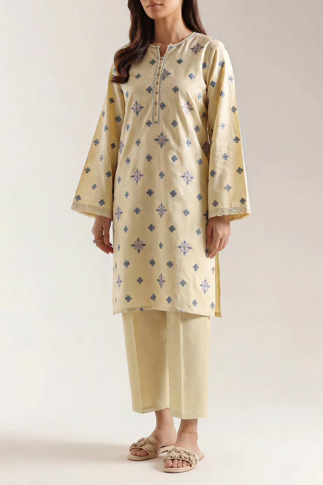 Cotton Jacquard Stitched 2 Piece (Shirt/Trouser) - Image 2