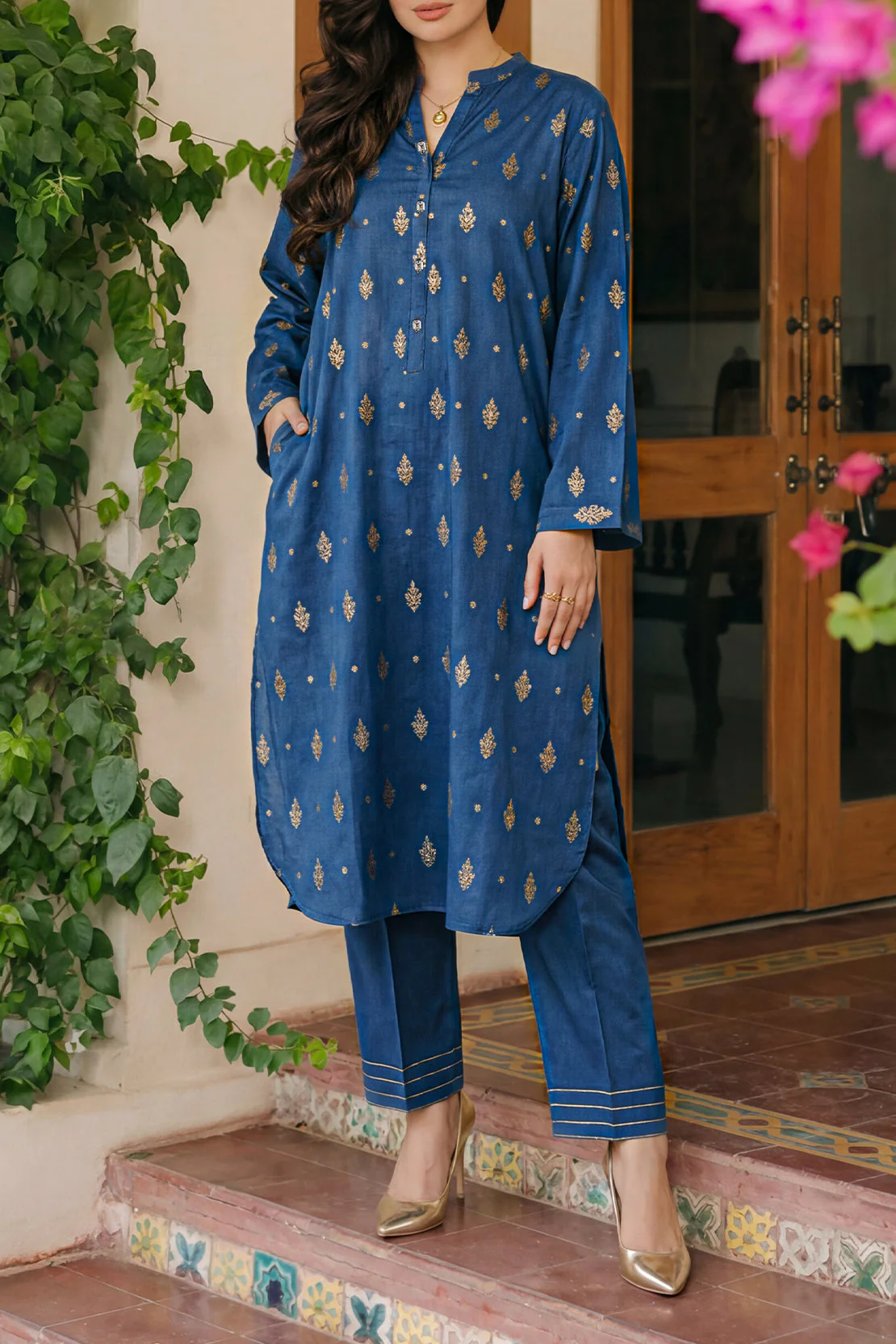 Cotton Jacquard Stitched 2 Piece (Shirt/Trouser)