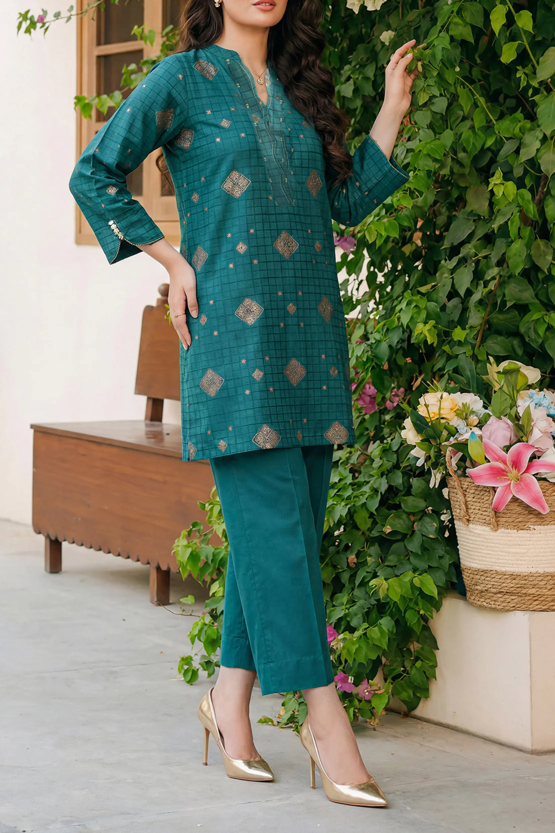 Cotton Jacquard Stitched 2 Piece (Shirt/Trouser) - Image 4