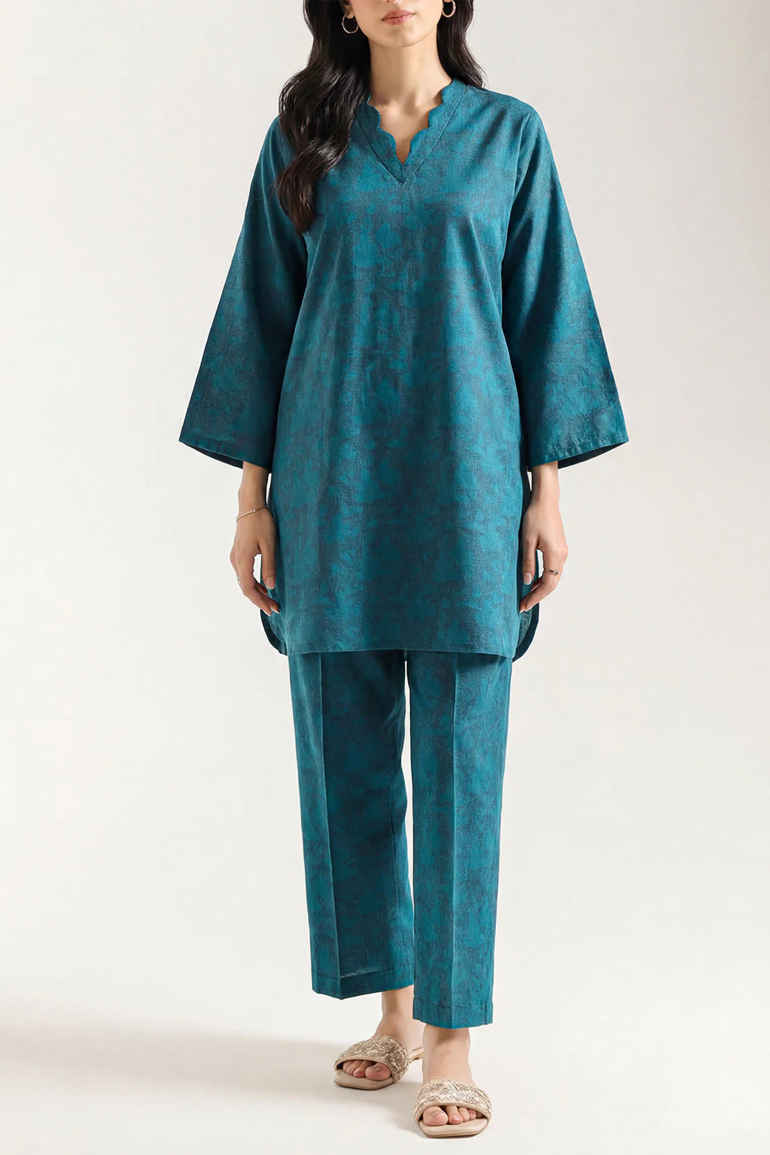 Cotton Jacquard Stitched 2 Piece (Shirt/Trouser)