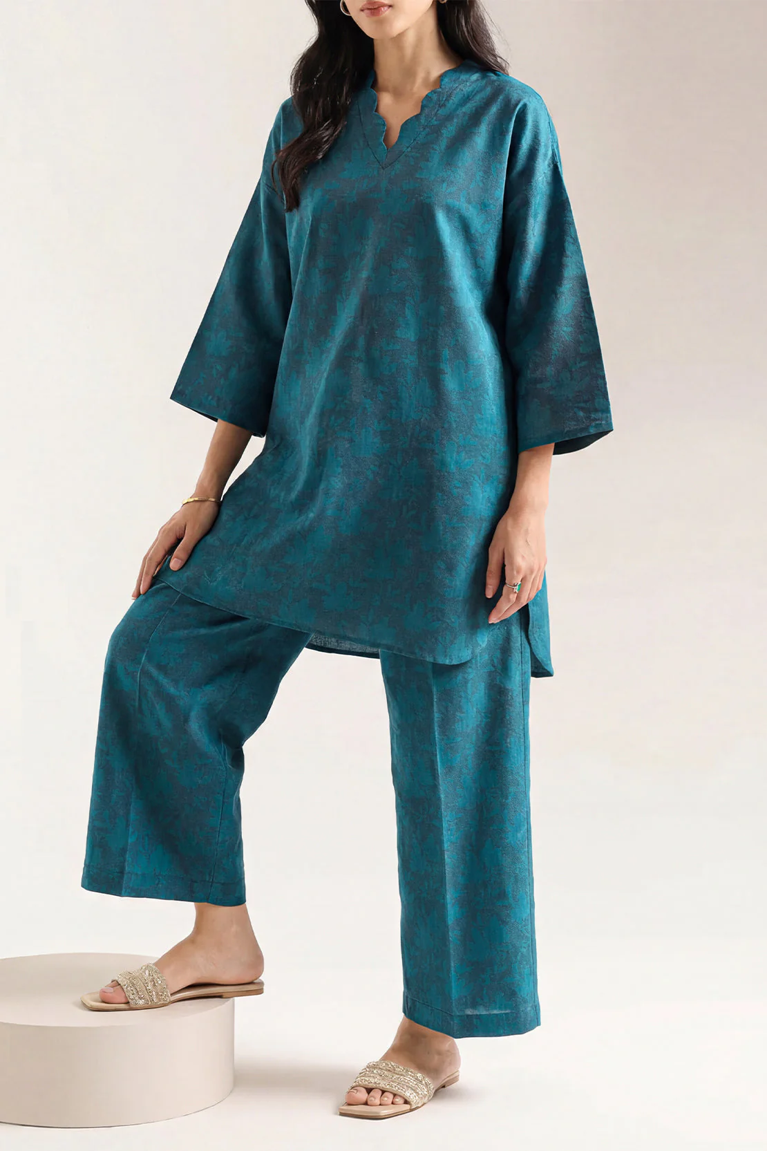 Cotton Jacquard Stitched 2 Piece (Shirt/Trouser) - Image 2