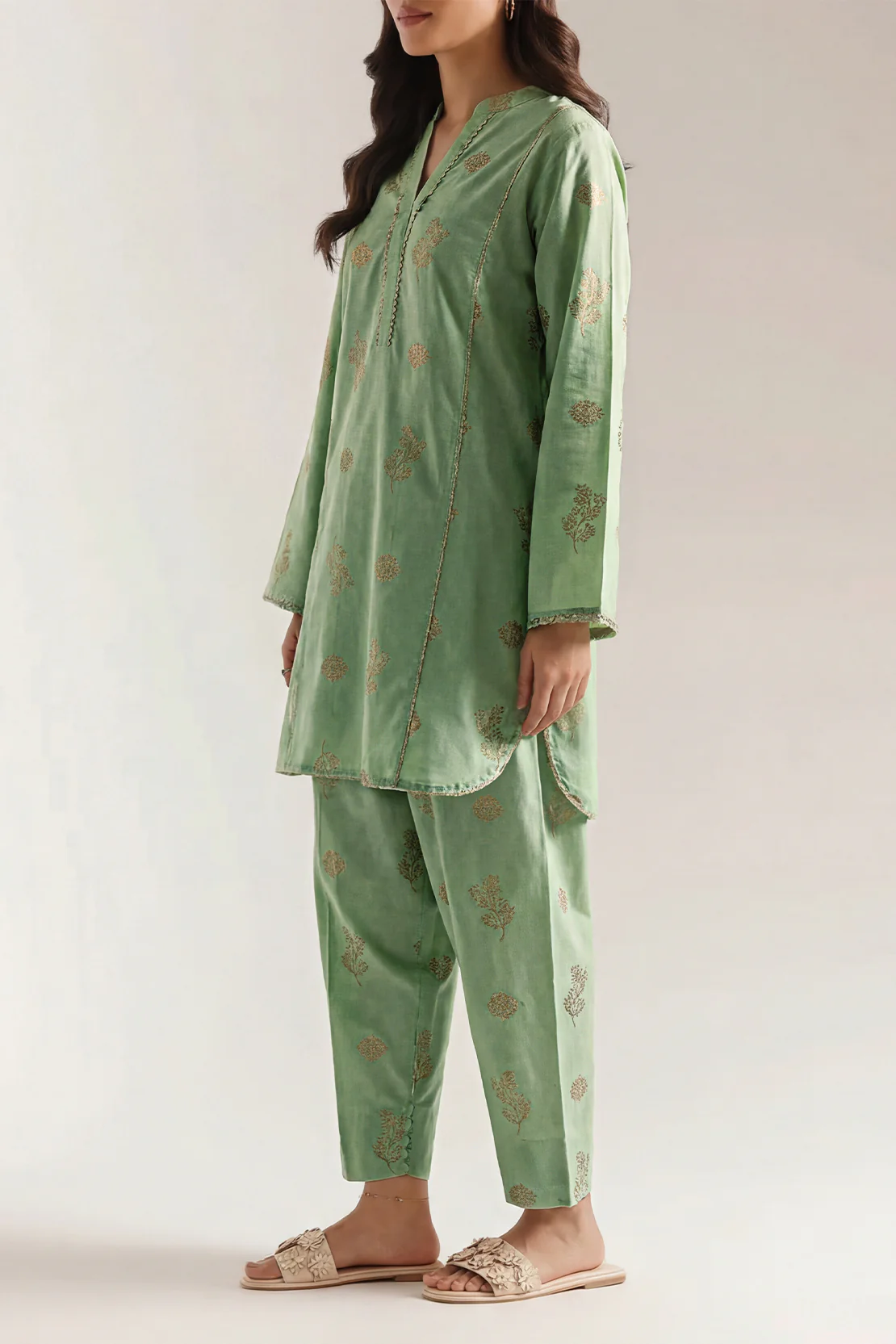 Cotton Jacquard Stitched 2 Piece (Shirt/Trouser)