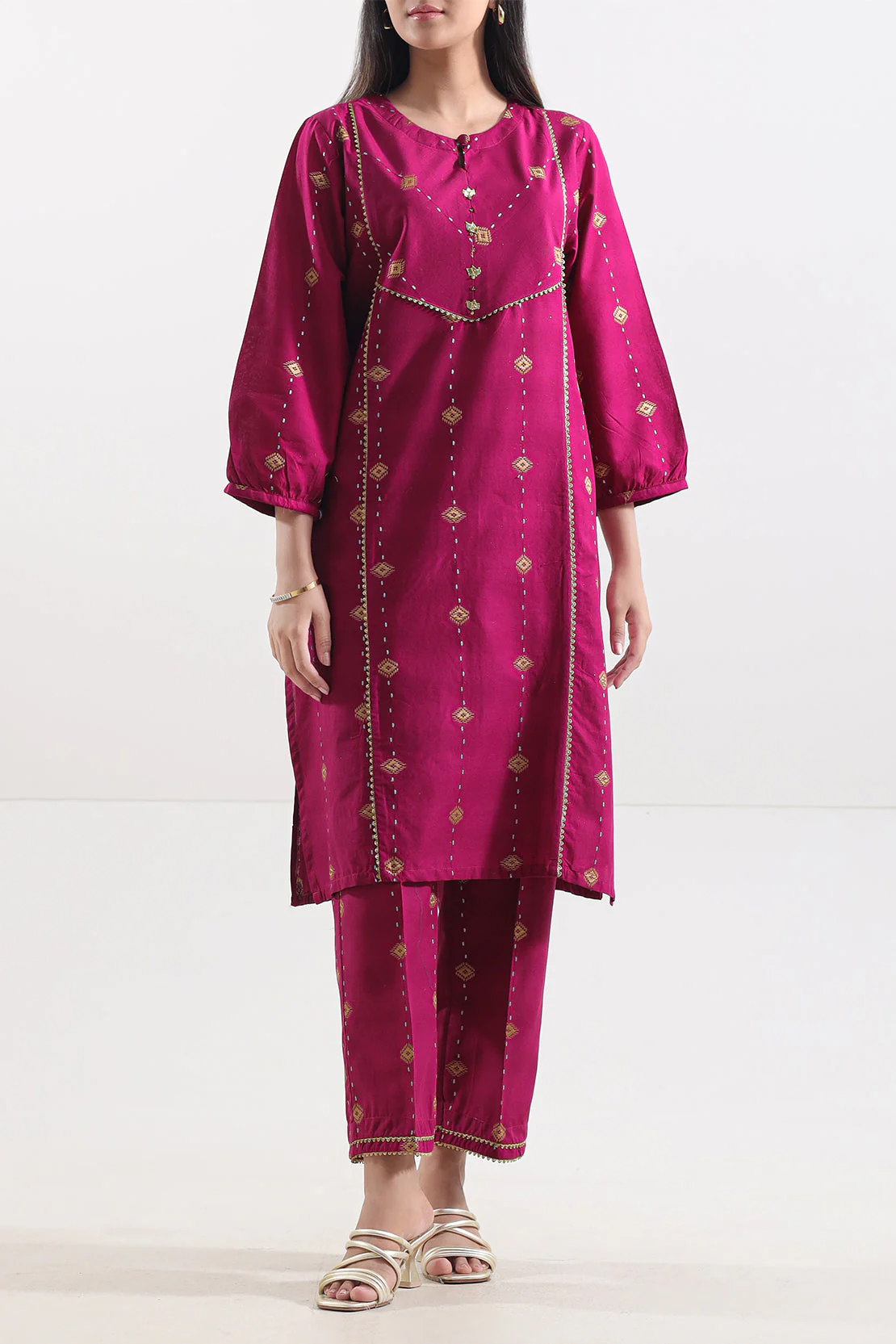 Cotton Jacquard Stitched 2 Piece (Shirt/Trouser)