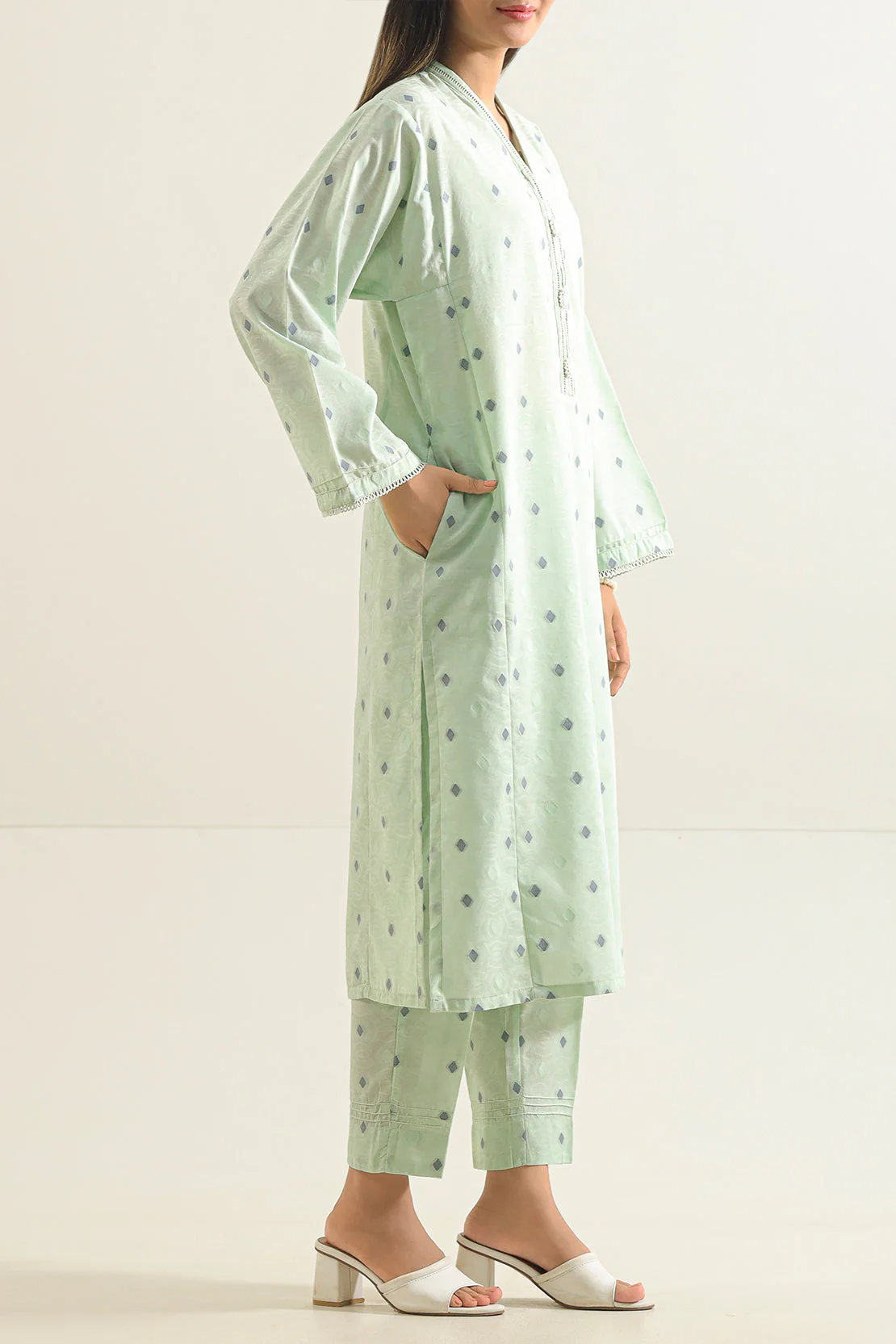 Cotton Jacquard Stitched 2 Piece (Shirt/Trouser) - Image 2