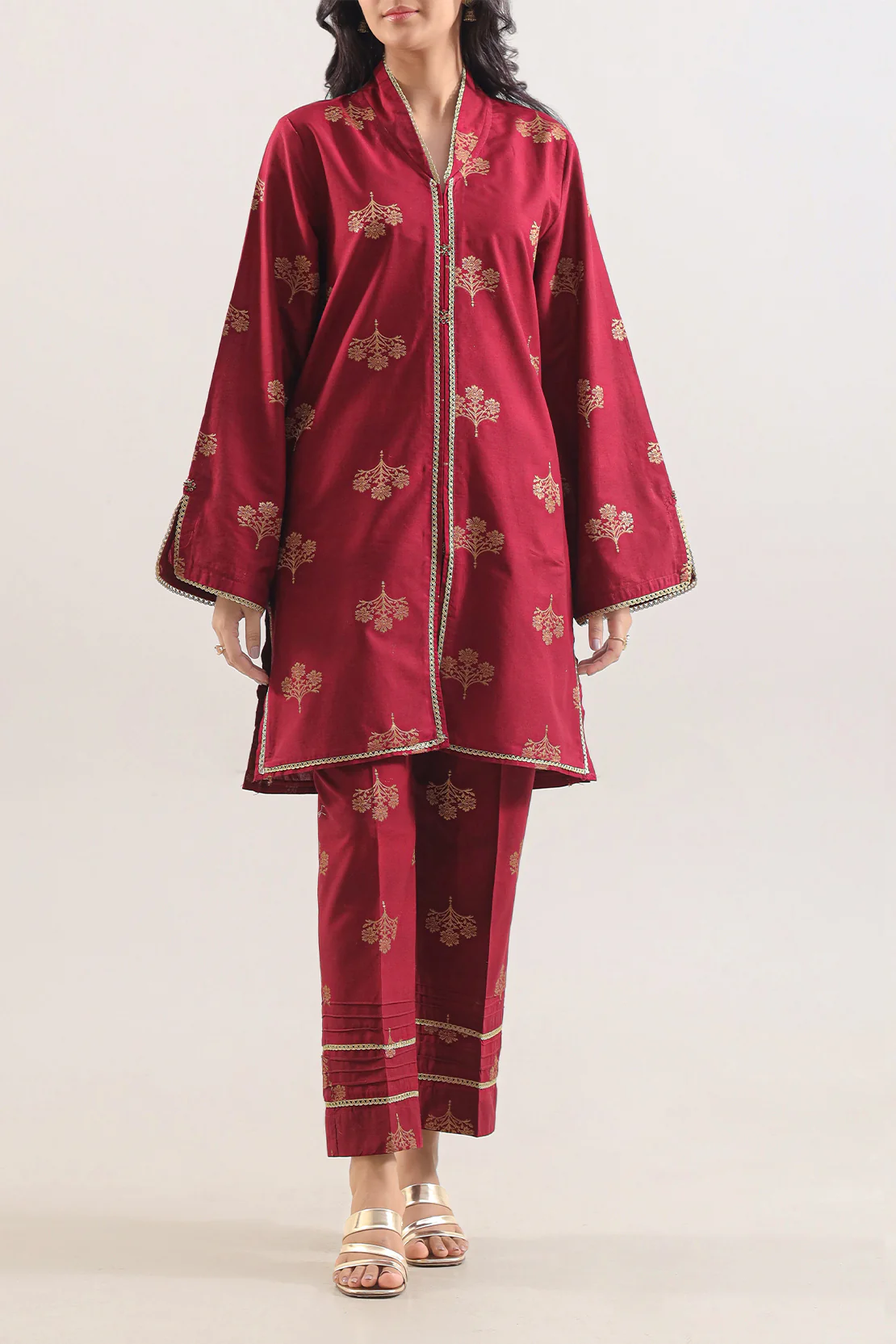 Cotton Jacquard Stitched 2 Piece (Shirt/Trouser)