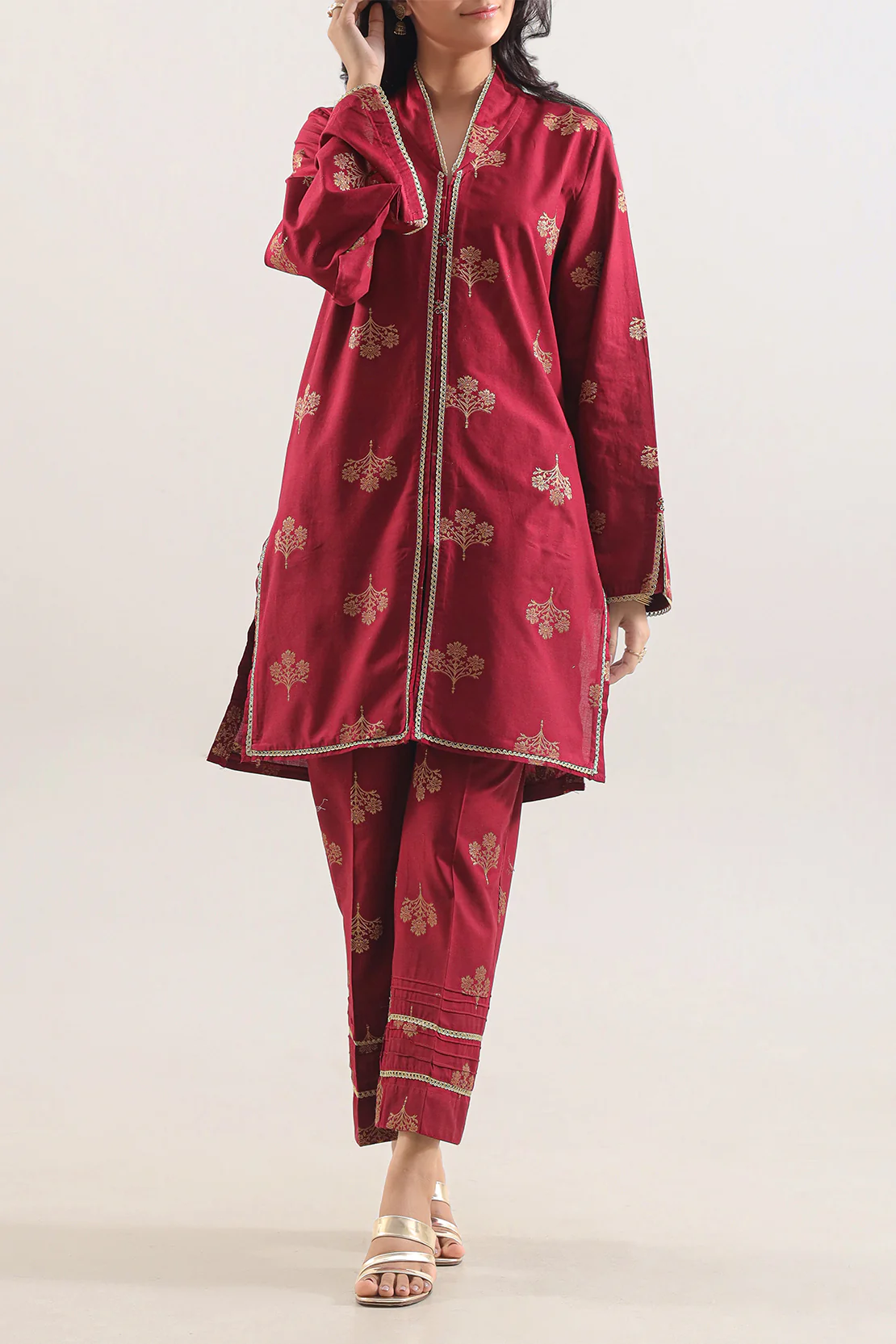 Cotton Jacquard Stitched 2 Piece (Shirt/Trouser) - Image 2