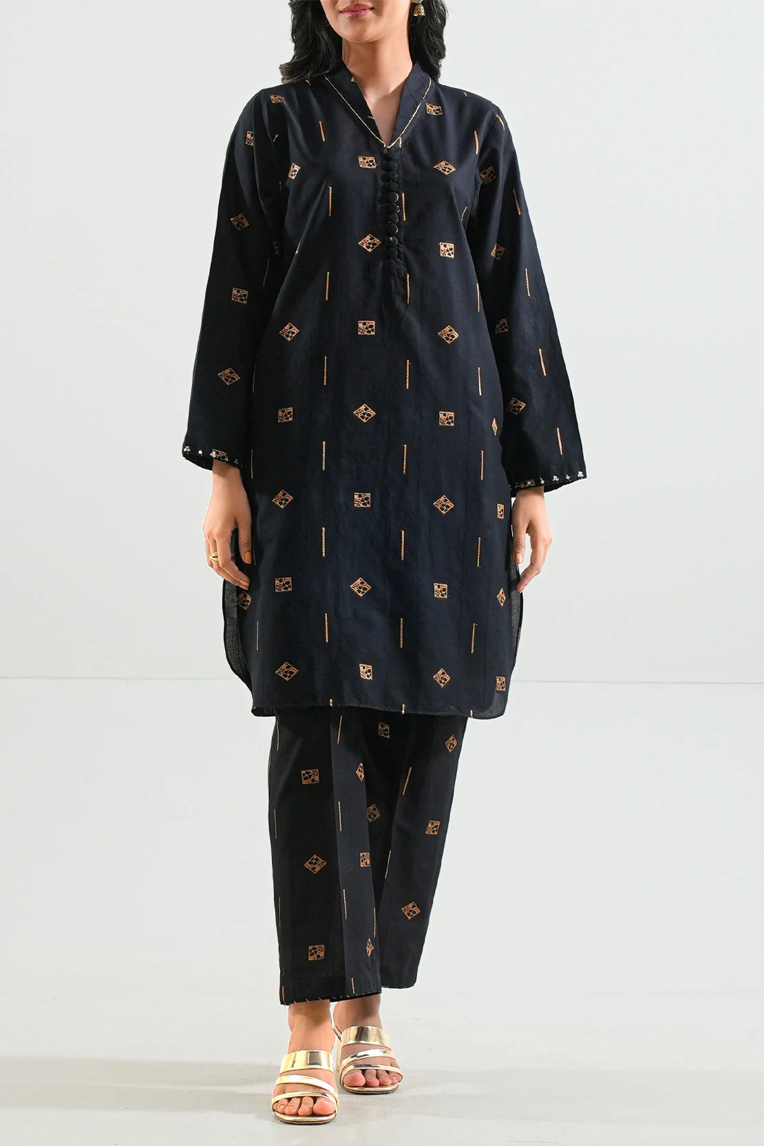 Cotton Jacquard Stitched 2 Piece (Shirt/Trouser)
