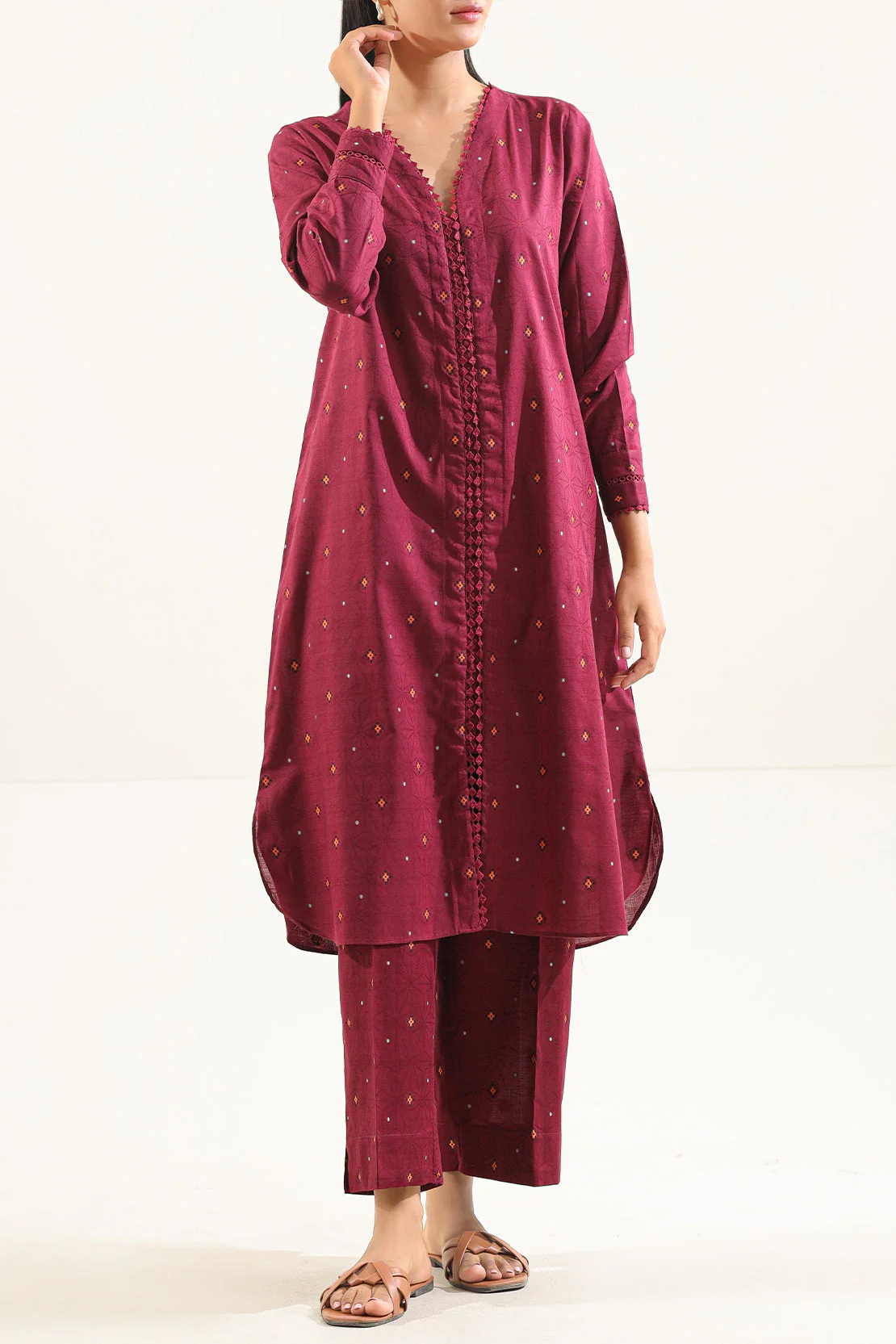 Cotton Jacquard Stitched 2 Piece (Shirt/Trouser) - Image 2