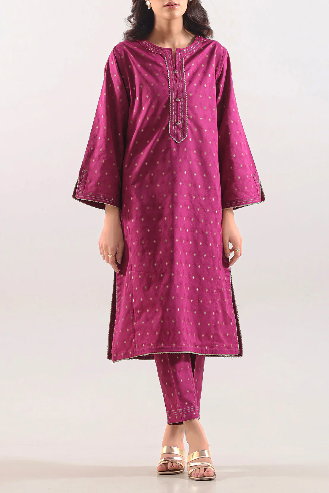 Cotton Jacquard Stitched 2 Piece (Shirt/Trouser)