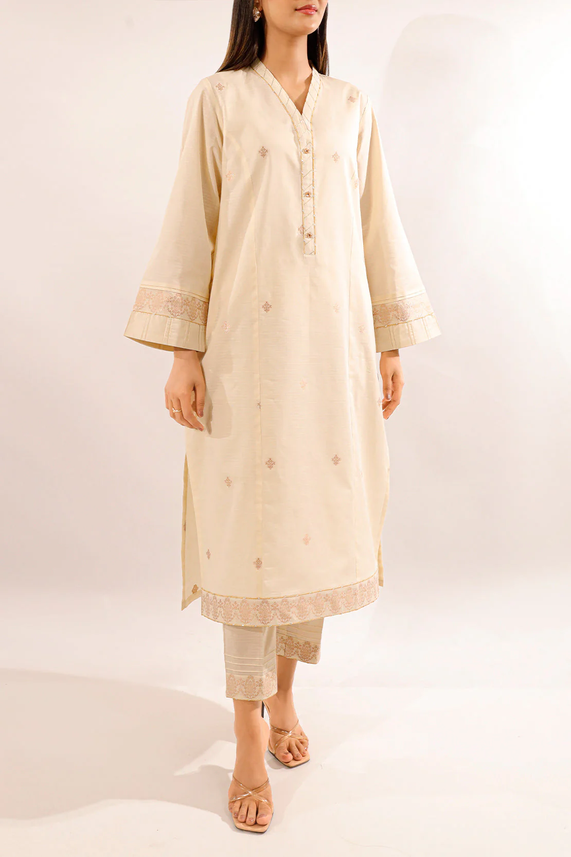 Cotton Jacquard Stitched 2 Piece (Shirt/Trouser)