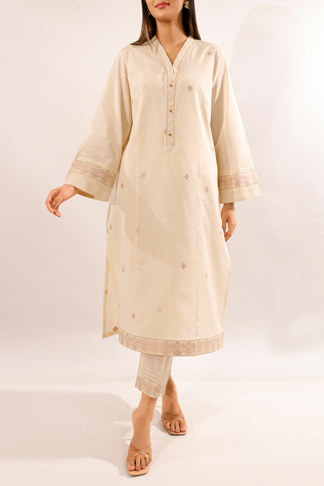 Cotton Jacquard Stitched 2 Piece (Shirt/Trouser) - Image 2